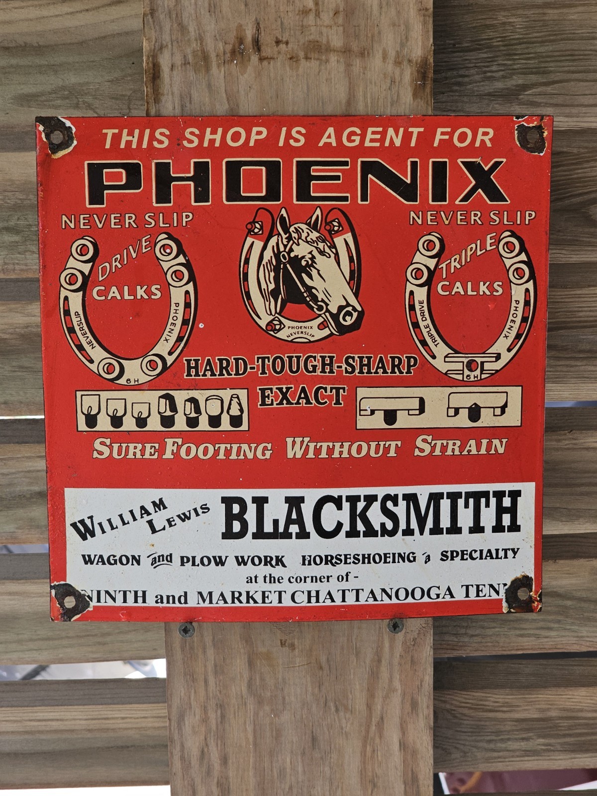 VINTAGE 1950'S PHOENIX NEVER SLIP HORSESHOE PORCELAIN SIGN 10 VINTAGE 1950'S PHOENIX NEVER SLIP HORSESHOE PORCELAIN SIGN 10