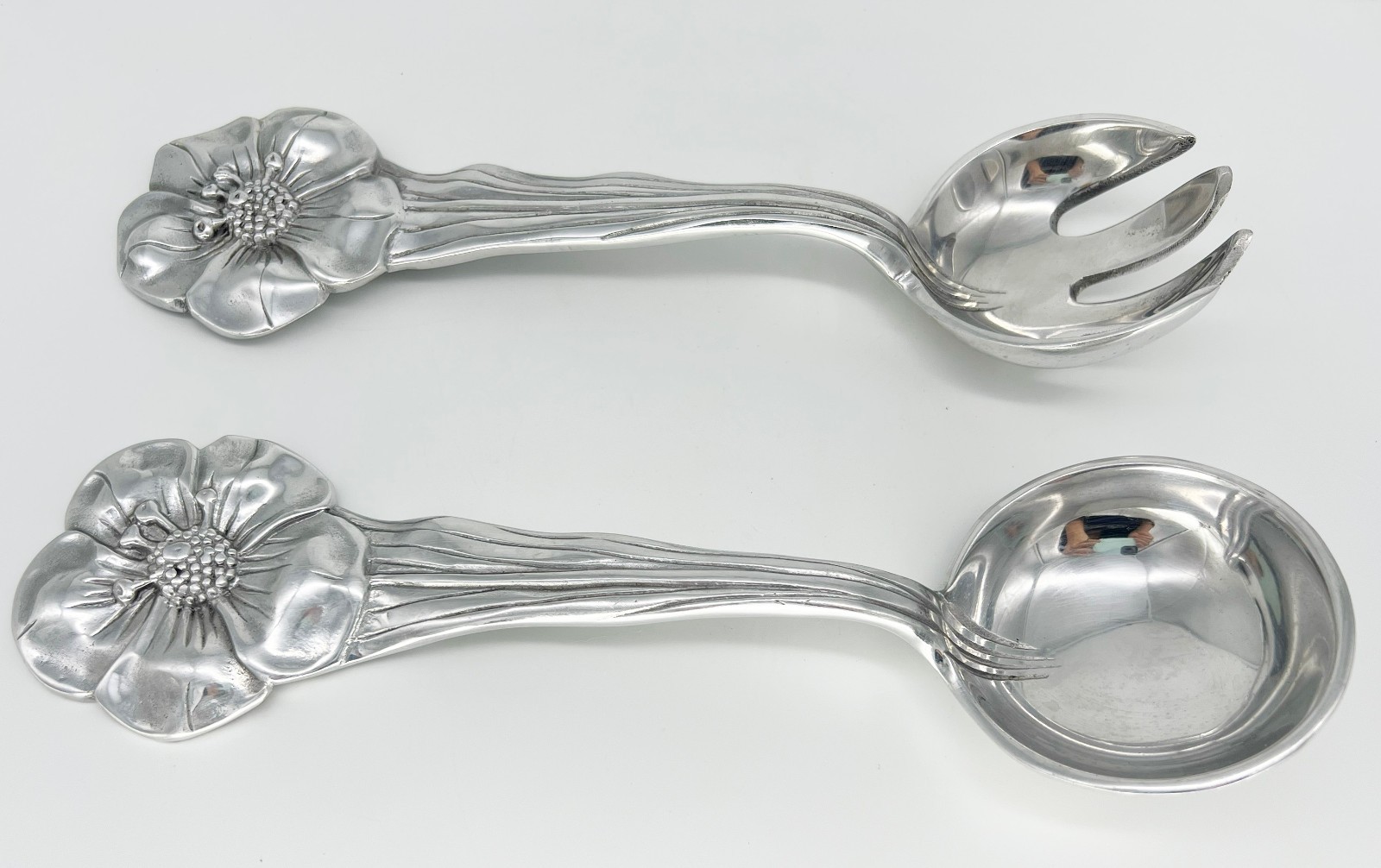 VTG Heavy Weight Salad Fork Set Floral Hacienda Real Mex. Aluminum Hand Polished