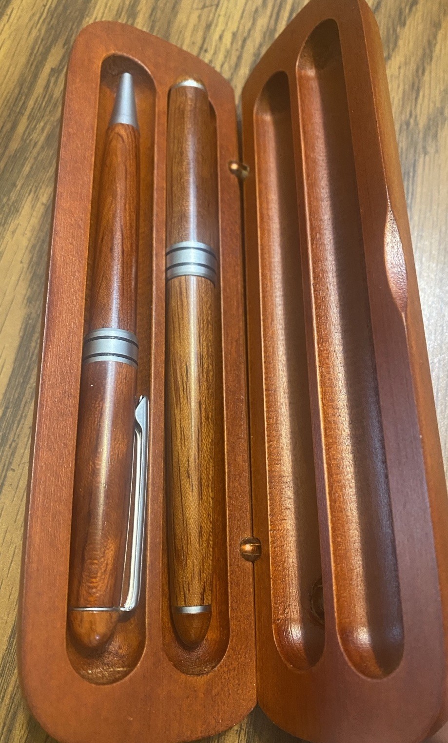 Vintage Italian Wood Pen Set Rosewood Case Genuine Silver Laminate LAM Ag. Vintage Italian Wood Pen Set Rosewood Case Genuine Silver Laminate LAM Ag.