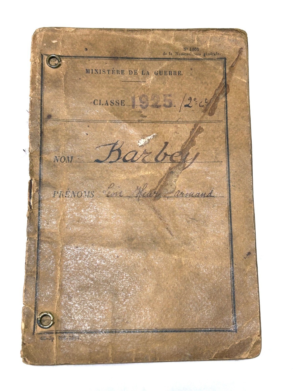 WWI/WWII French Military Booklet 1925 Livret Militaire Artillerie Vesoul Barbey WWI/WWII French Military Booklet 1925 Livret Militaire Artillerie Vesoul Barbey
