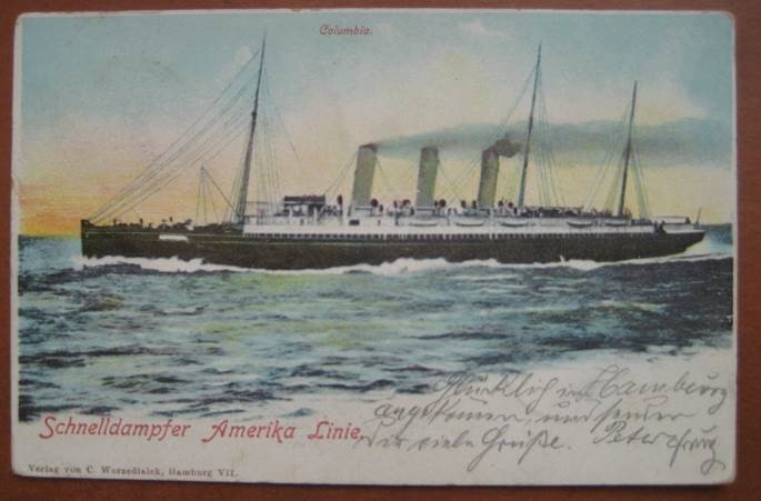 COLUMBIA (Hamburg American) VERY RARE 1904 COLUMBIA (Hamburg American) VERY RARE 1904