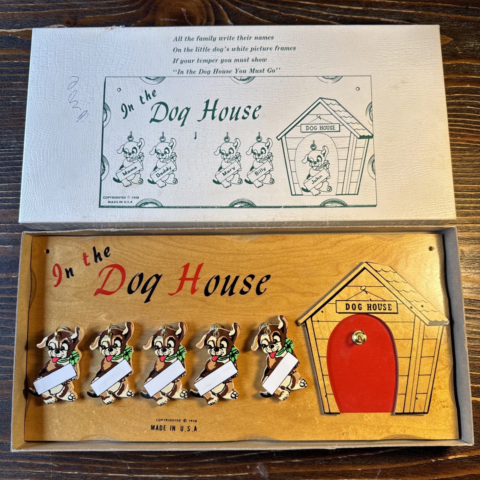 Vintage 1958 In The Dog House Wooden Wall Plaque Novelty Family Plaque NIB Vintage 1958 In The Dog House Wooden Wall Plaque Novelty Family Plaque NIB