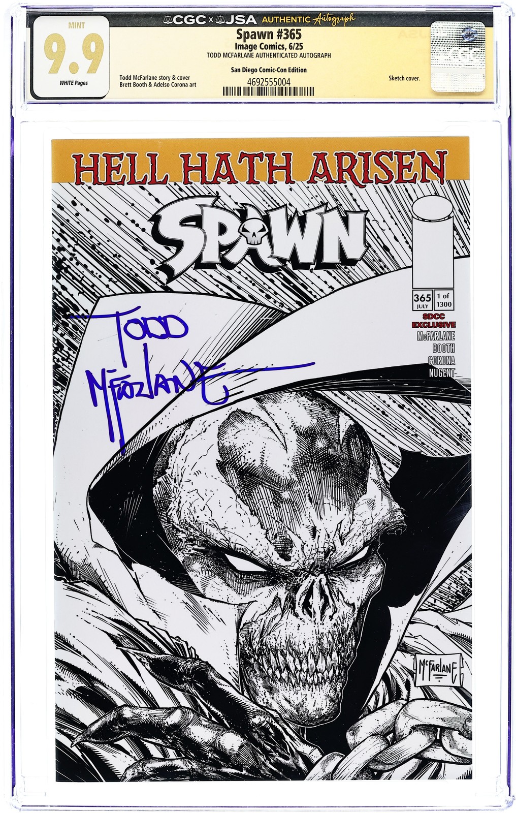 Spawn #365SDCC CGC 9.9 JSA McFarlane 2025 4692555004