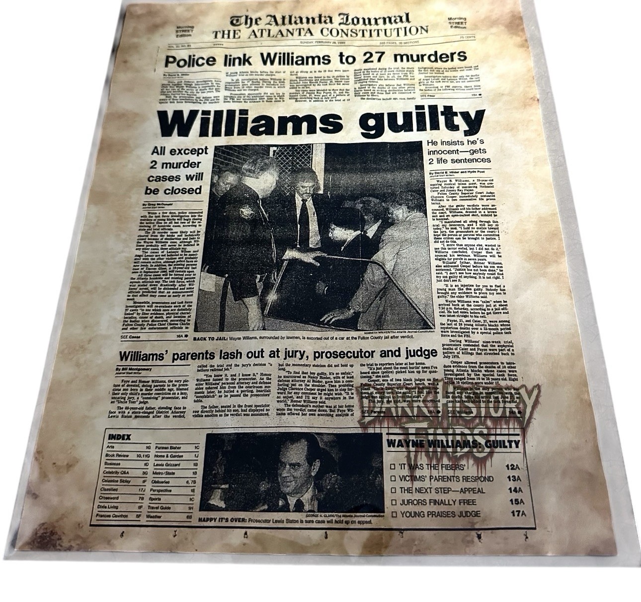 Wayne Williams Guilty The Atlanta Journal Newspaper Headline Wayne Williams Guilty The Atlanta Journal Newspaper Headline