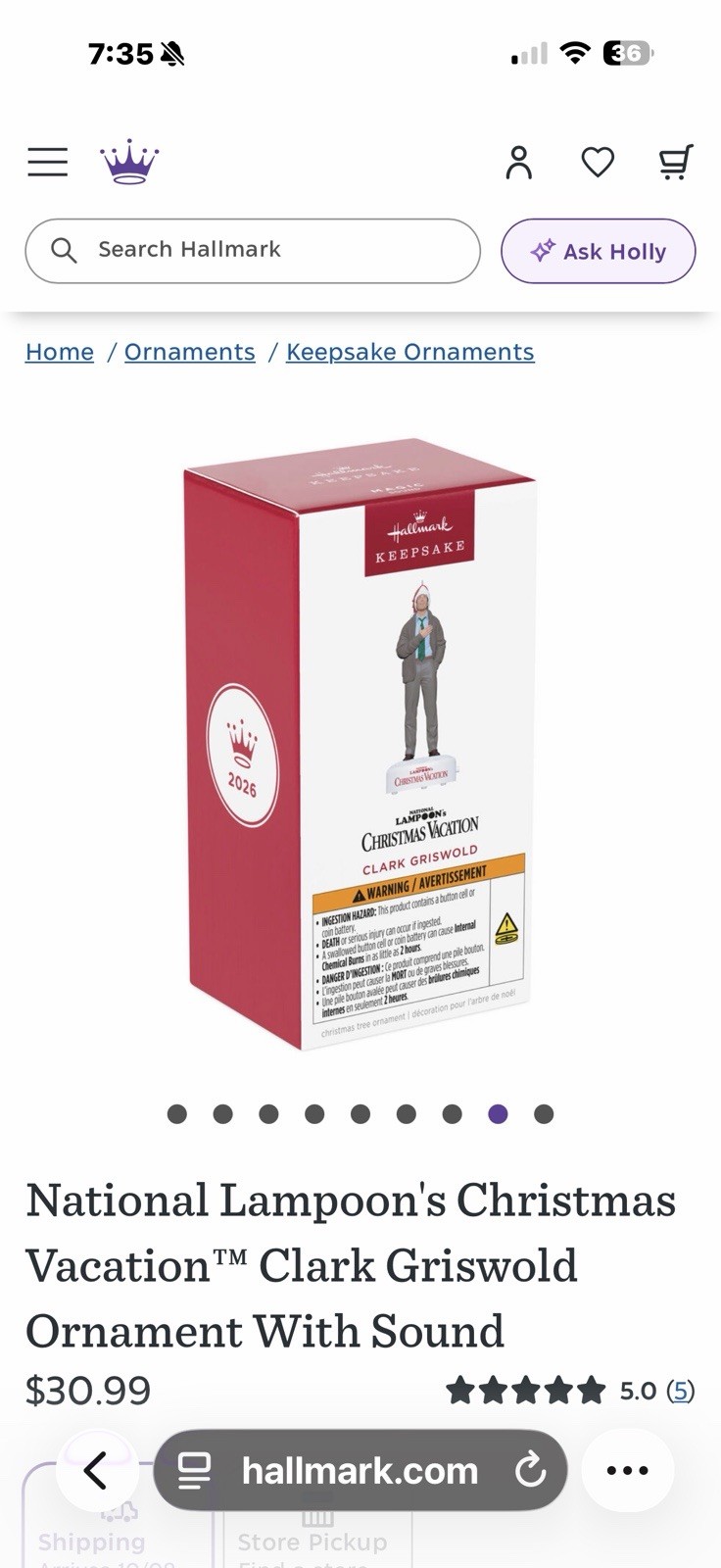 2026 Hallmark Ornament Nat’l Lampoon’s Christmas Vacation Clark Griswold W/Sound 2026 Hallmark Ornament Nat’l Lampoon’s Christmas Vacation Clark Griswold W/Sound
