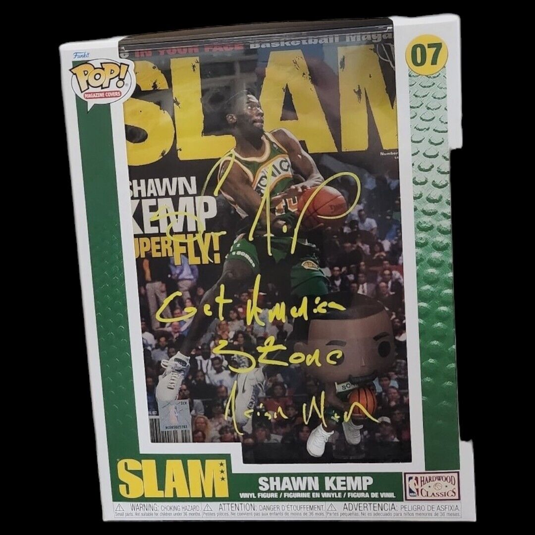 Shawn Kemp Seattle Supersonics Signed SLAM Funko Pop Magazine Covers#07 PSA COA 
