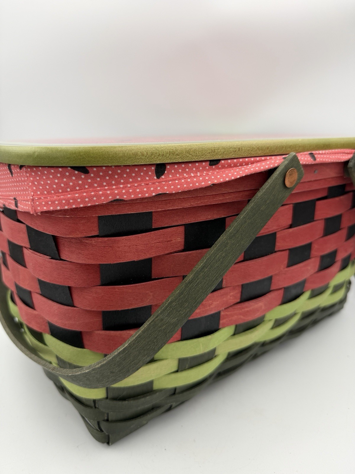 Longaberger Retired 2010 Watermelon Medium Market Basket, Liner, and Lid Longaberger Retired 2010 Watermelon Medium Market Basket, Liner, and Lid