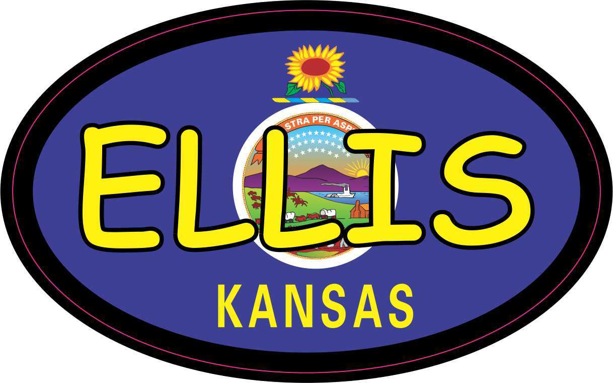 StickerTalk Ellis Kansas Oval Vinyl Sticker, 4 inches by 2.5 inches