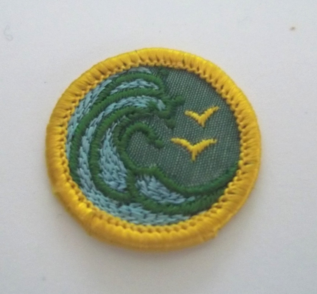 Vintage Girl Scout Cadette 1963-74 SWIMMER BADGE Patch Gauze Back