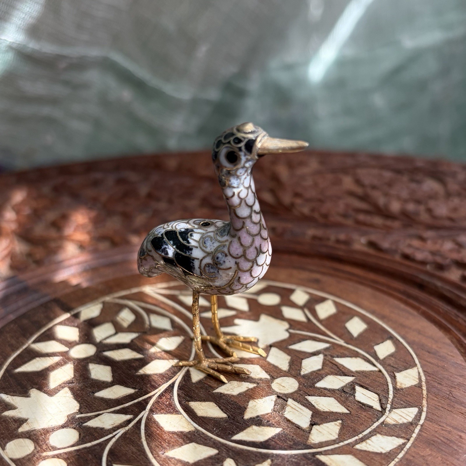 Vintage Miniature Chinese Cloisonne Enaml Bird Figurine Vintage Miniature Chinese Cloisonne Enaml Bird Figurine