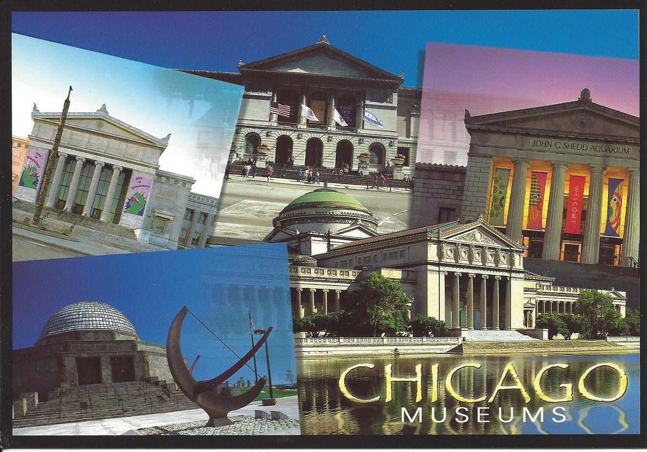 multi picture Postcard Chicago museums Chicago Illinois