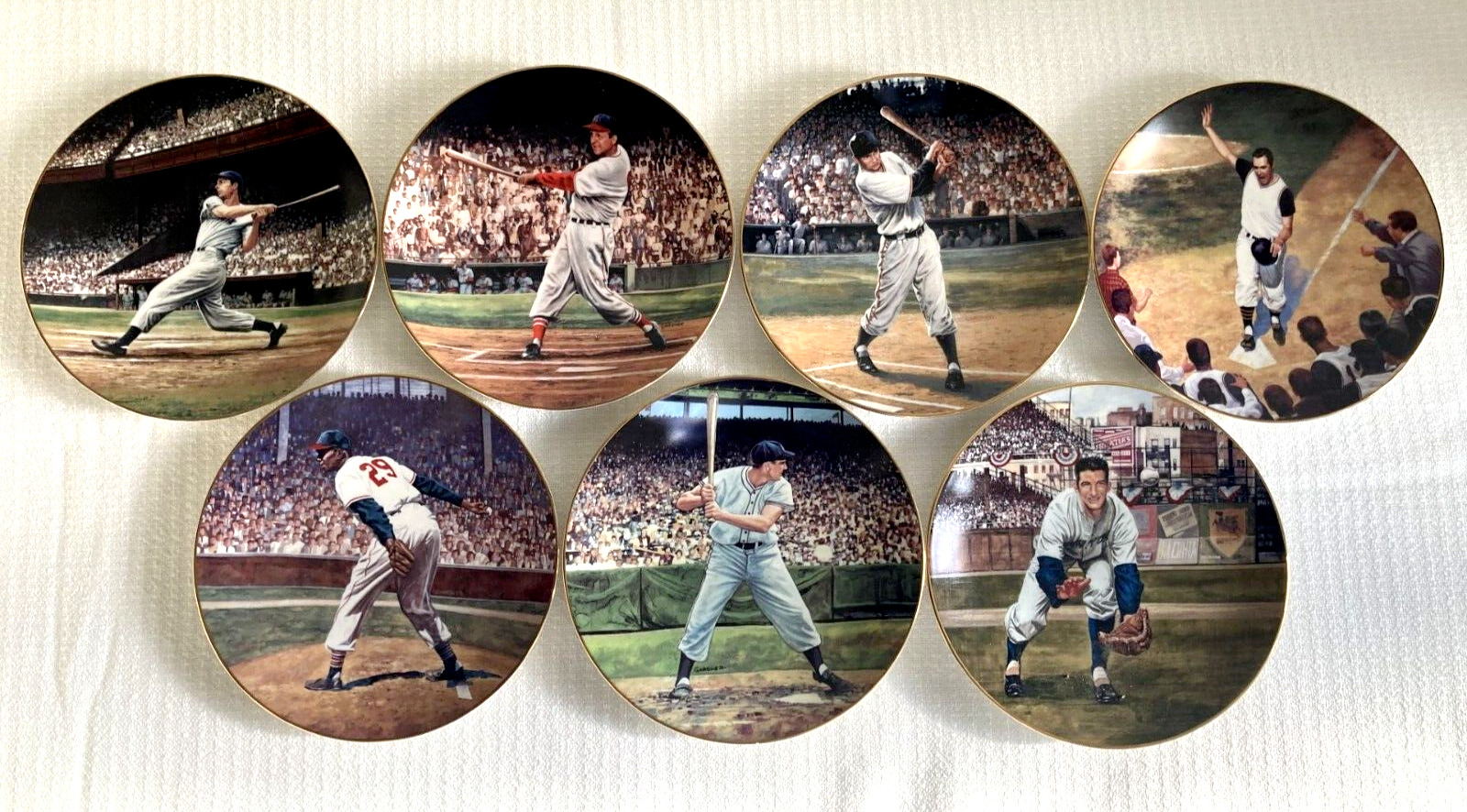 Set of 7 MLB Great Moments in Baseball collector plates DiMaggio Musial Paige