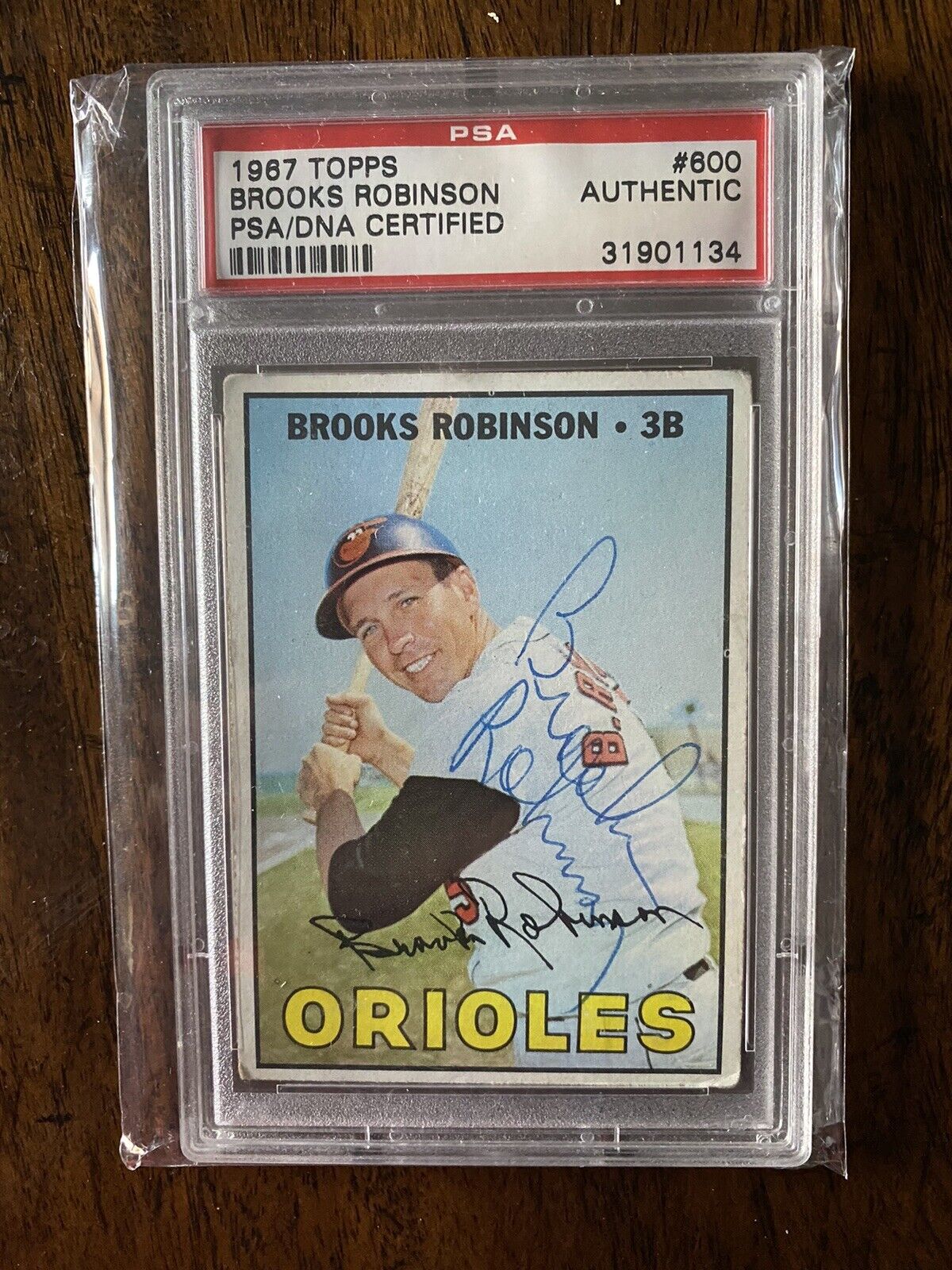 1967 TOPPS BROOKS ROBINSON PSA CERTIFIED HIGH NUMBER RARE SIGNED CARD ORIOLES SP