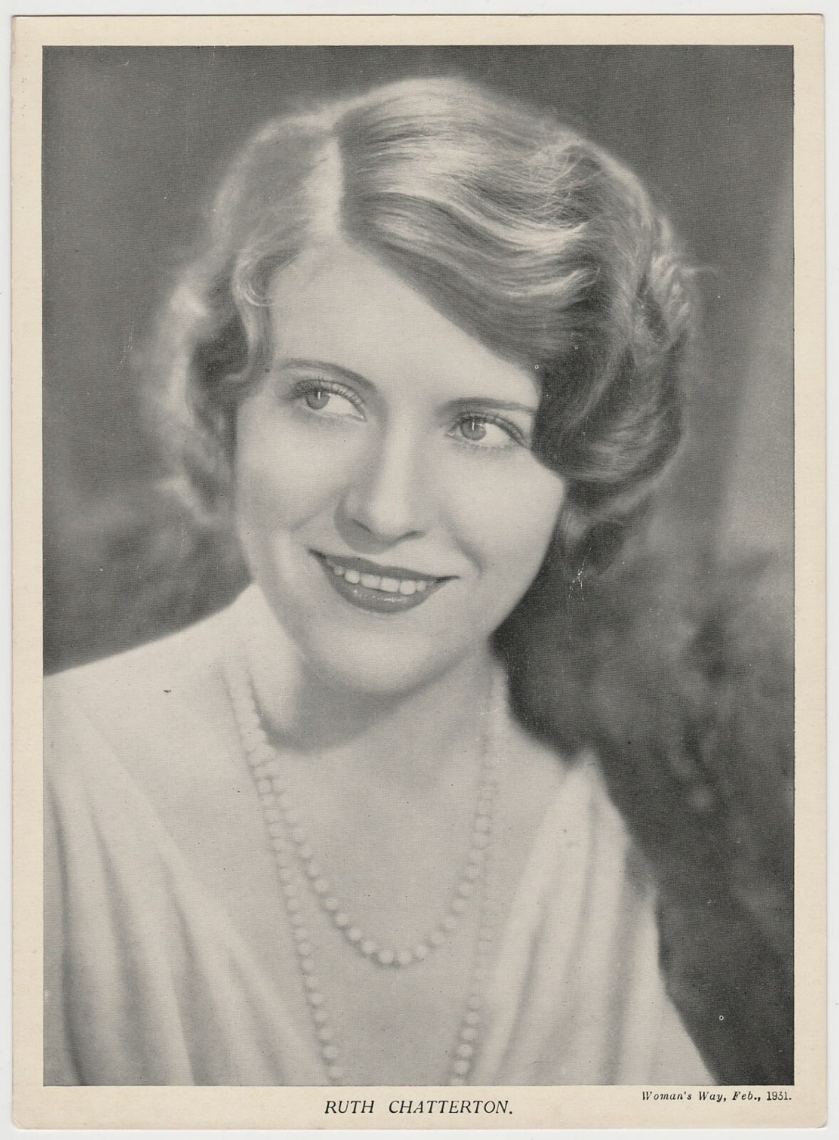 Ruth Chatterton 1931 Woman's Way Film Stars Large 7x9.75 Trading Card Insert