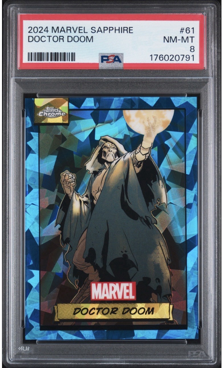 2024 Topps Chrome Marvel Sapphire Doctor Doom #61 PSA 8 POP 5
