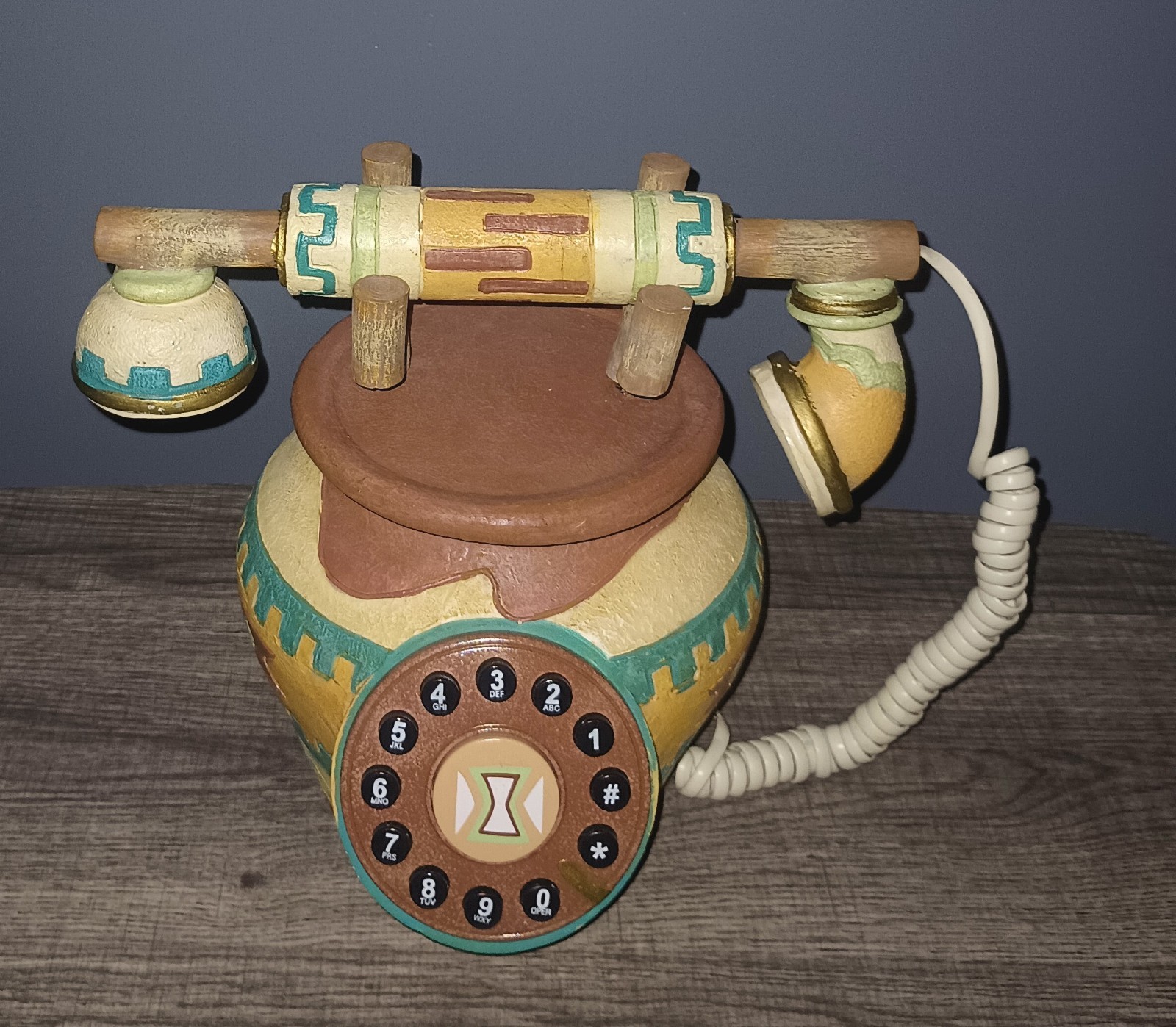 NewVintage Southwestern Style Decorative Functioning Corded Phone Pottery Design NewVintage Southwestern Style Decorative Functioning Corded Phone Pottery Design