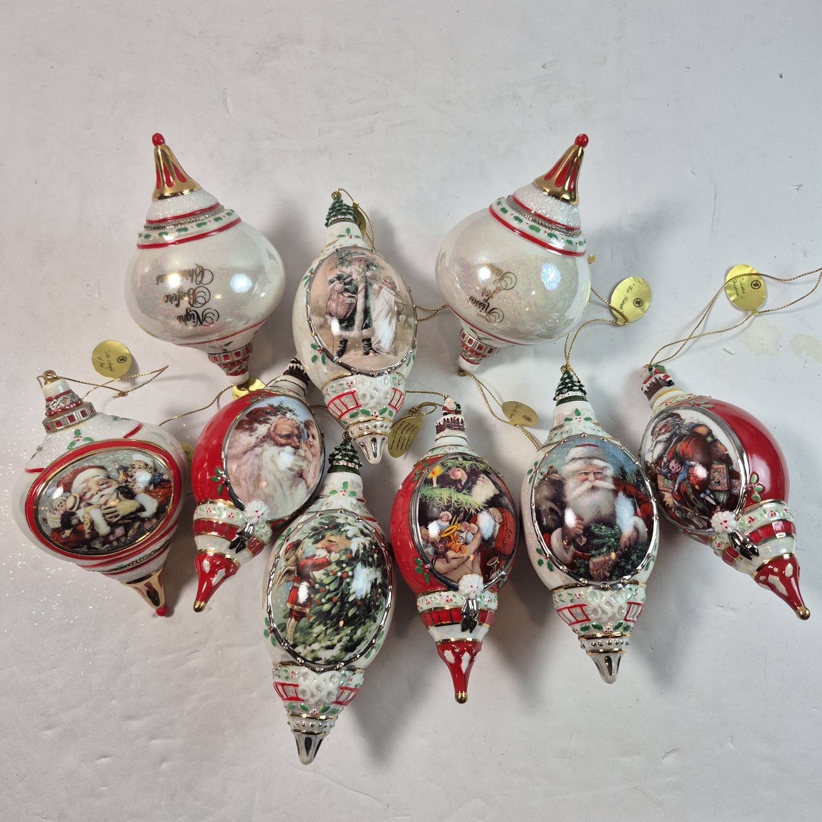 Bradford Editions Lot Of 9 - Santa Millennial Heirloom Porcelain Collection Bradford Editions Lot Of 9 - Santa Millennial Heirloom Porcelain Collection