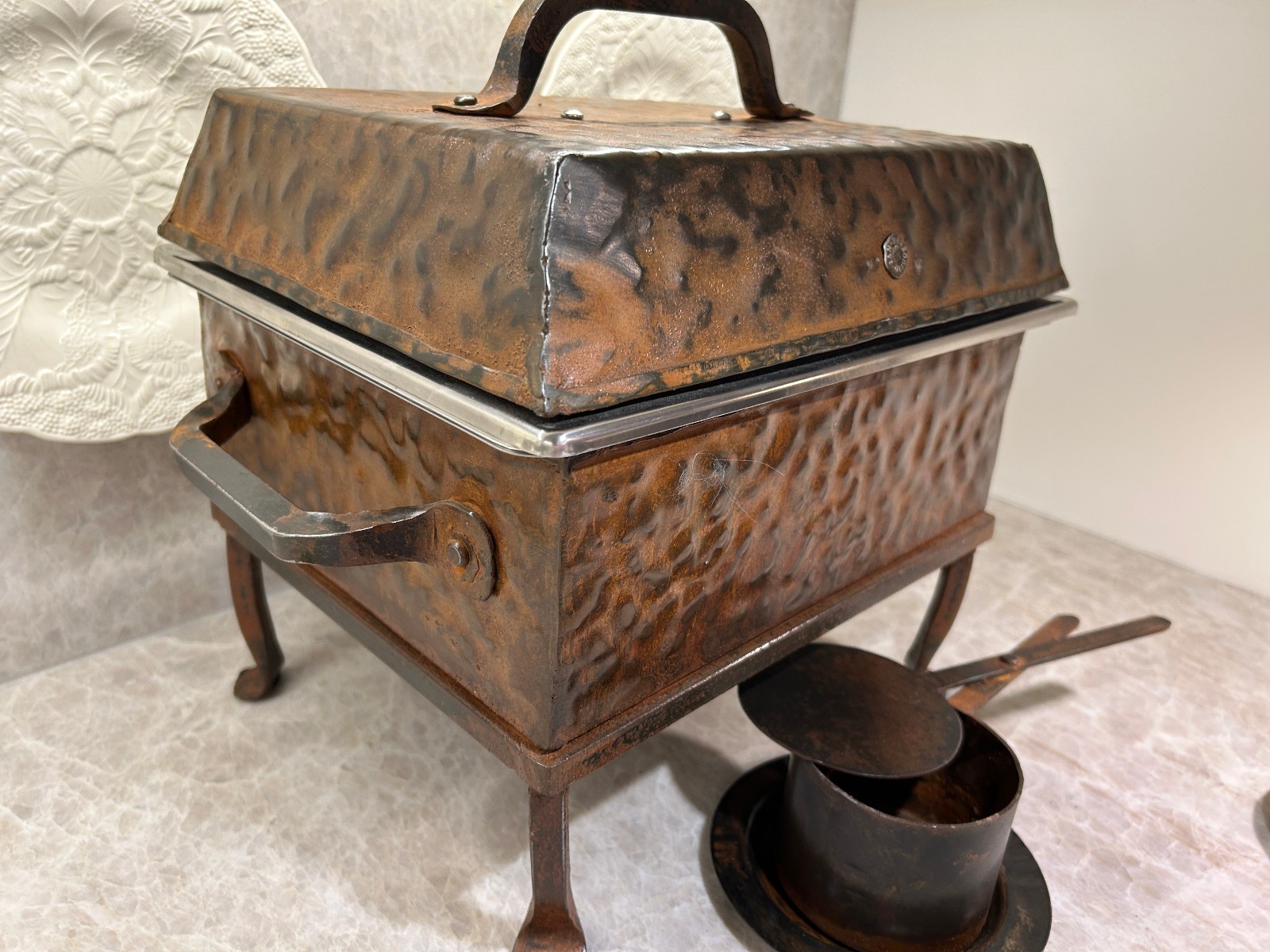 Jan Barboglio 7702HM 6 Qt Rectangular Chafer Chafing Dish Wrought Iron/Used once