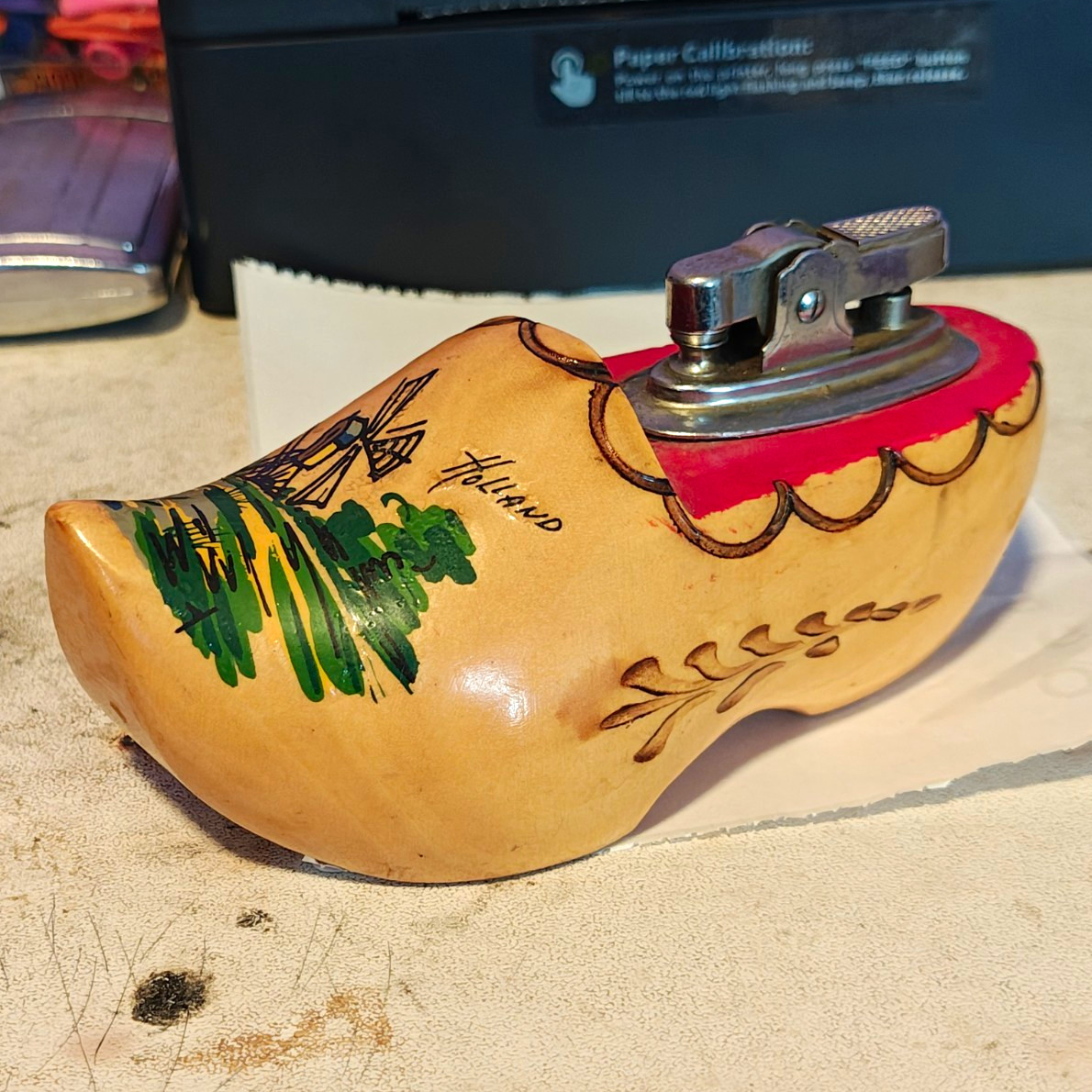 Vintage Dutch Wooden Shoe Table Lighter Hand Painted Holland Motif Brown Red 6 Vintage Dutch Wooden Shoe Table Lighter Hand Painted Holland Motif Brown Red 6