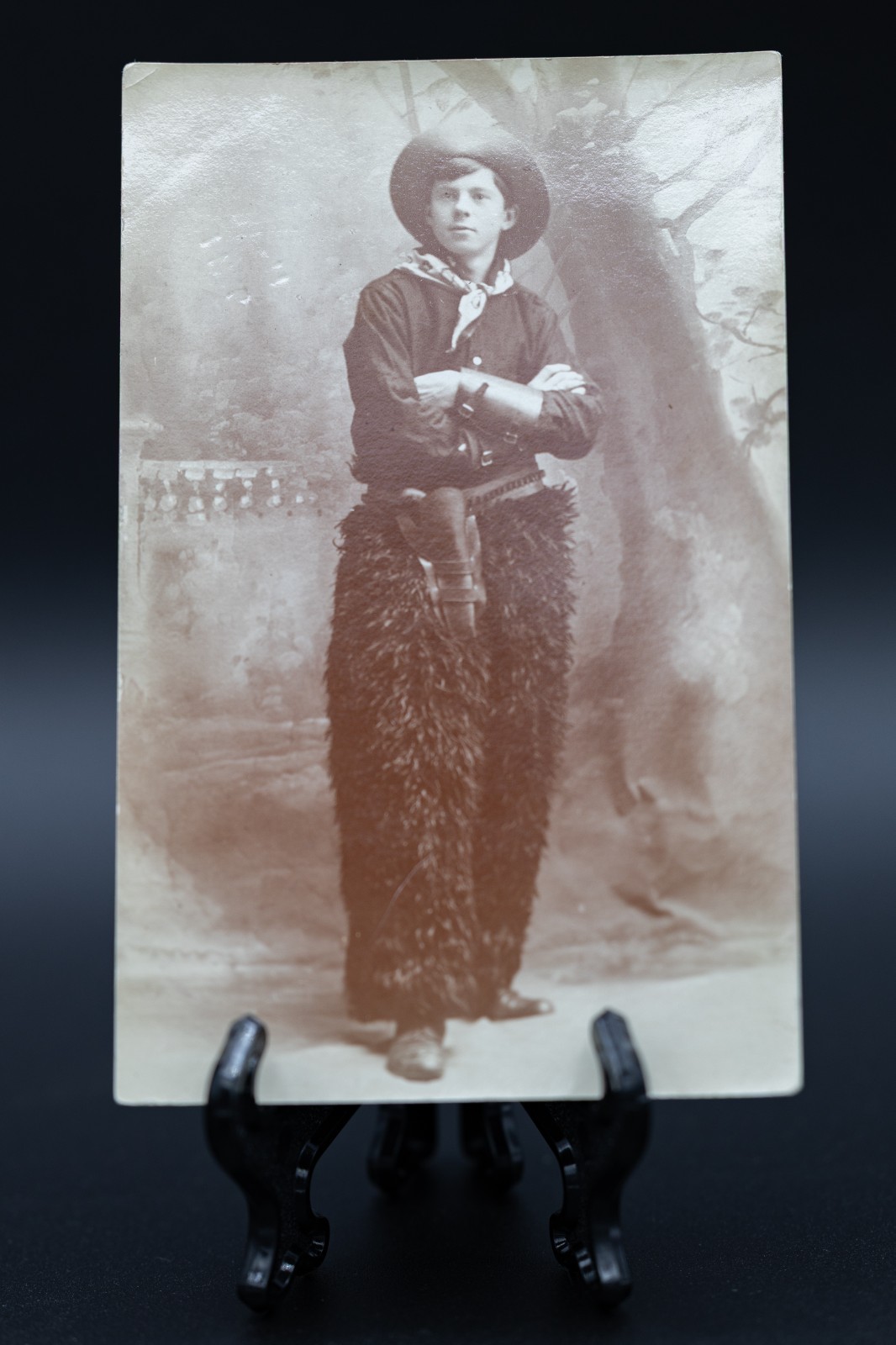 Antique 1900s RPPC Cowboy Photo Postcard Wooly Chaps Gun Holster Gauntlets Solio Antique 1900s RPPC Cowboy Photo Postcard Wooly Chaps Gun Holster Gauntlets Solio