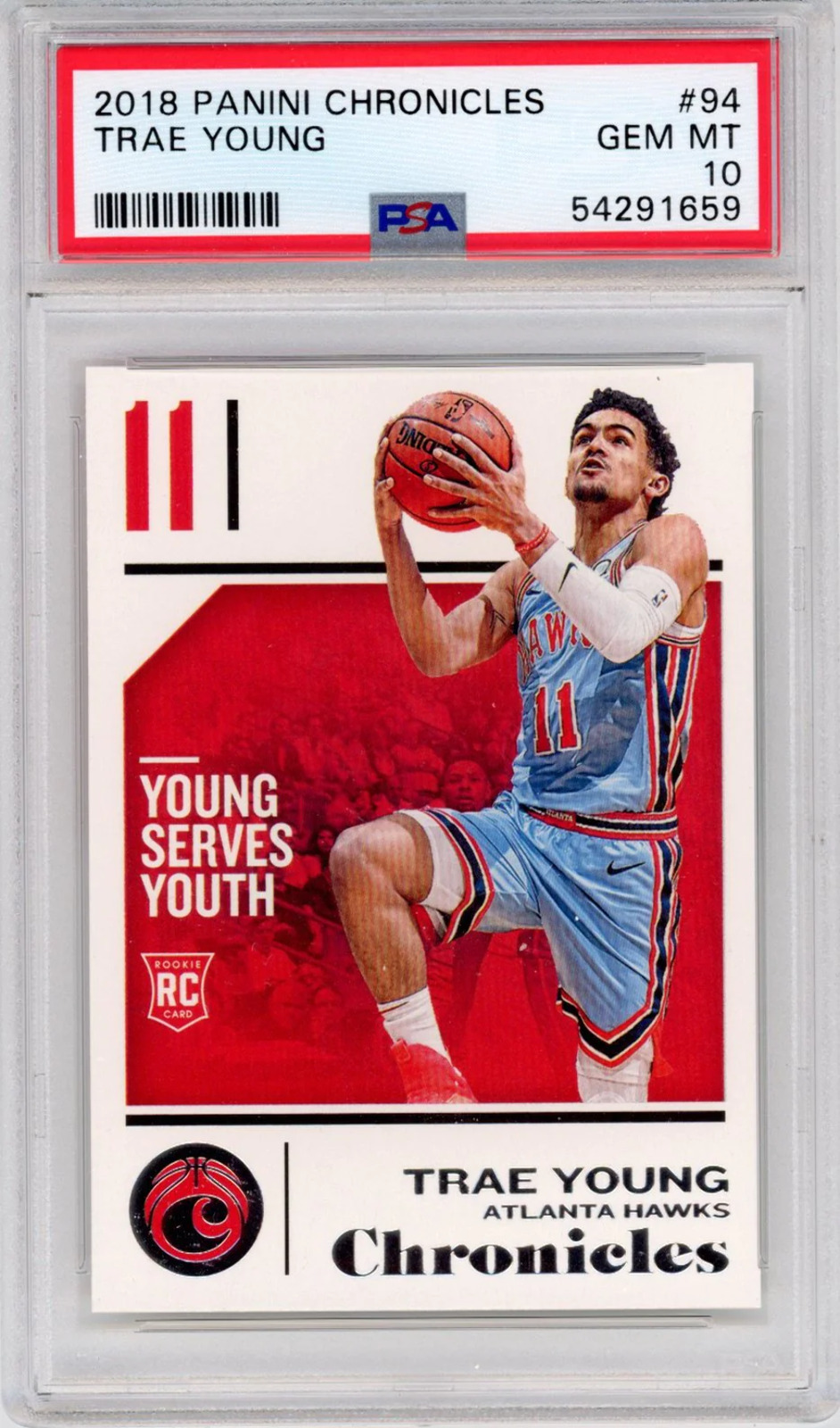 Graded 2018-19 Panini Chronicles Trae Young #94 Rookie RC Basketball Card PSA 10