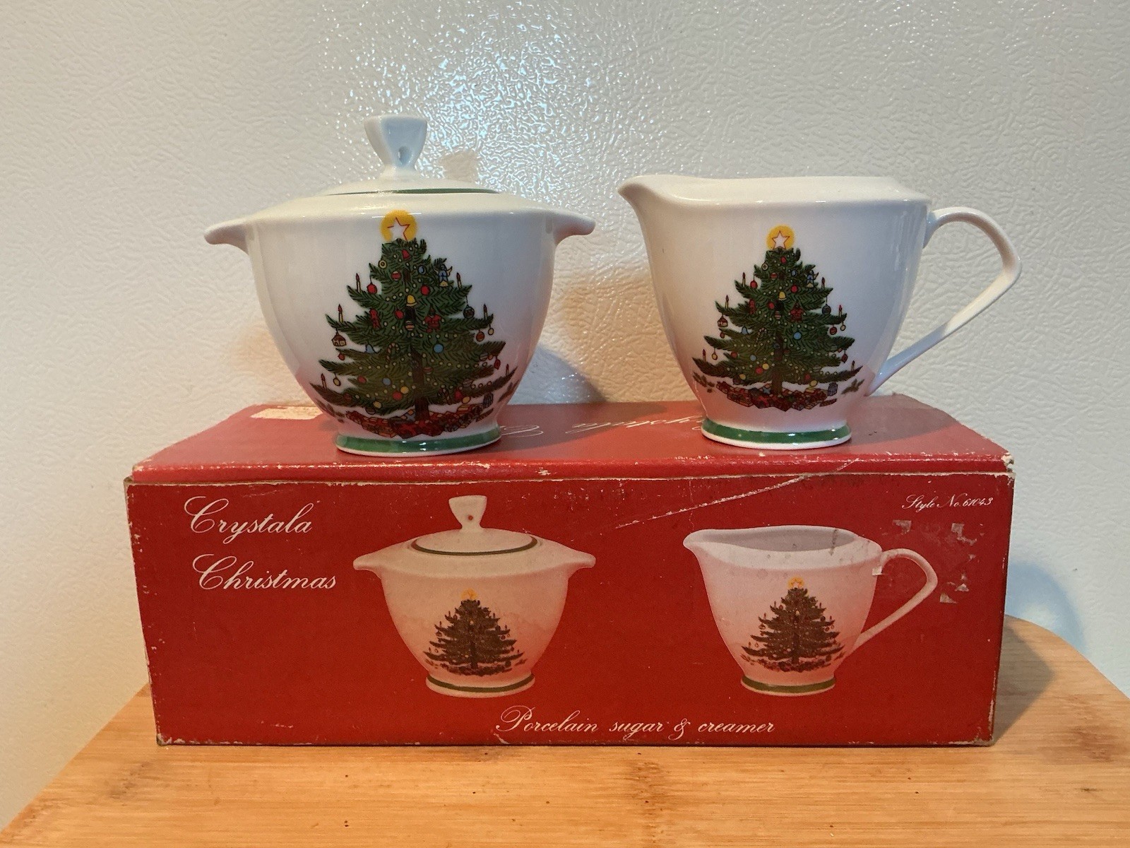 Vintage 1980’s Crystala Christmas Porcelain Teapot Creamer & Sugar Bowl Vintage 1980’s Crystala Christmas Porcelain Teapot Creamer & Sugar Bowl
