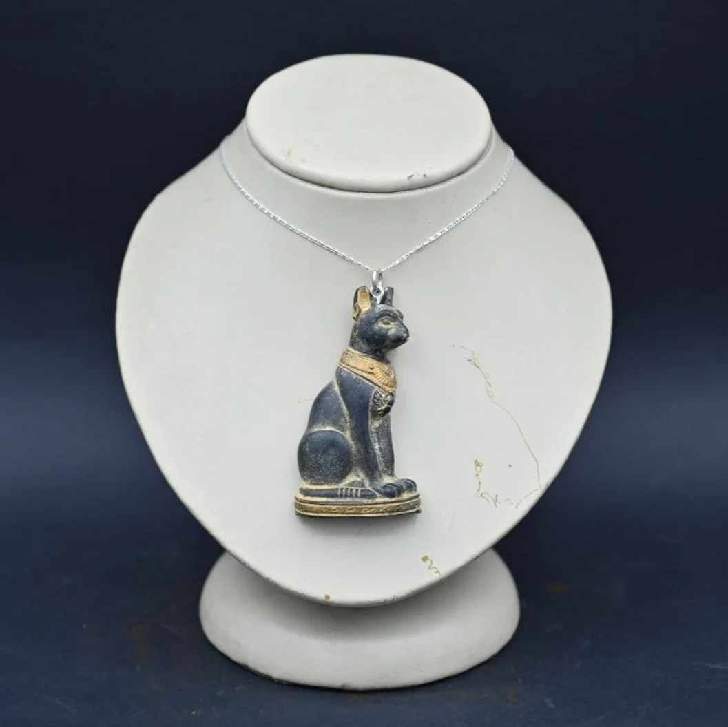 Rare Authentic Ancient Egyptian Antiquities Bastet Cat Stone Amulet Egyptian BC