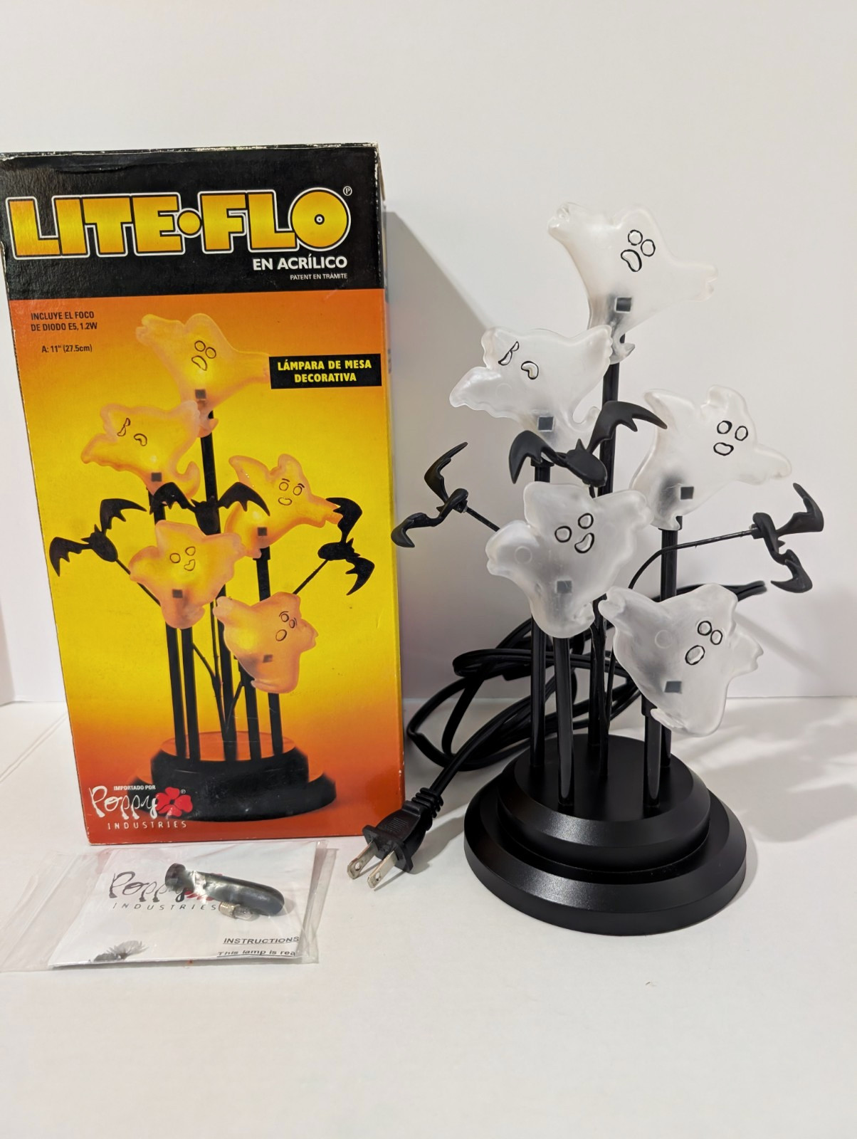 Lite-Flo Halloween Ghost Novelty Table Lamp 6-Light Plug-In 11in Poppy Vintage Lite-Flo Halloween Ghost Novelty Table Lamp 6-Light Plug-In 11in Poppy Vintage