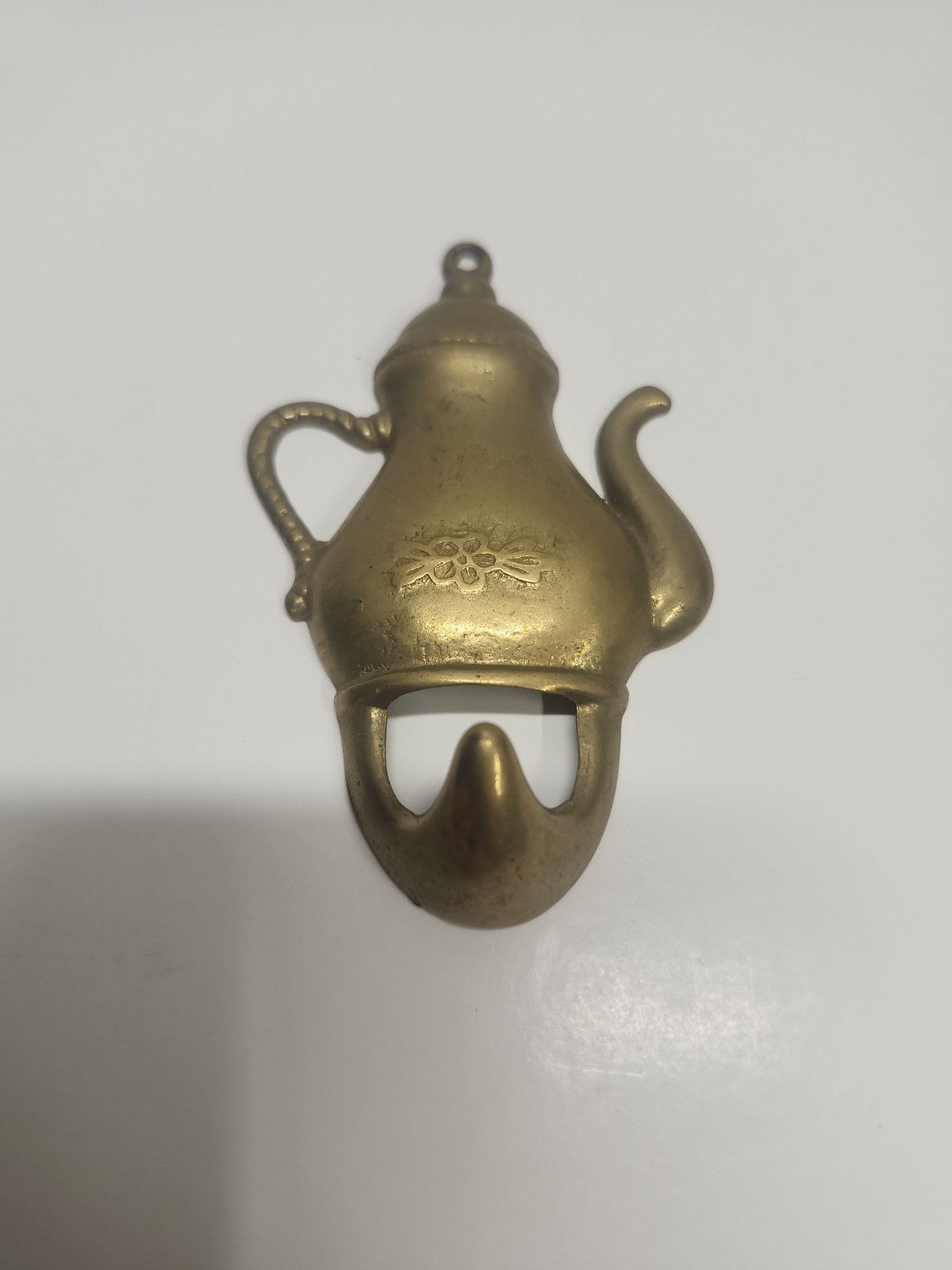Solid Brass Mini Teapot Wall Hook Tea Kettle Kitchen Towel Hanger MCM Vintage Solid Brass Mini Teapot Wall Hook Tea Kettle Kitchen Towel Hanger MCM Vintage