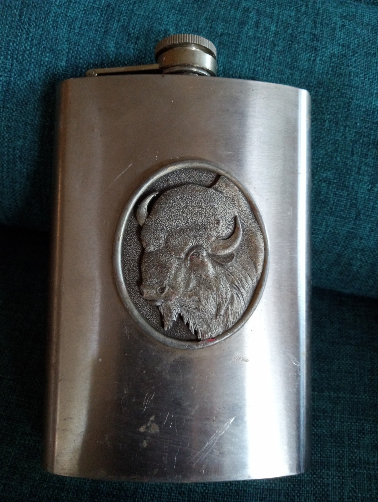 heritage metalworks Pewter Flask Buffalo Head heritage metalworks Pewter Flask Buffalo Head