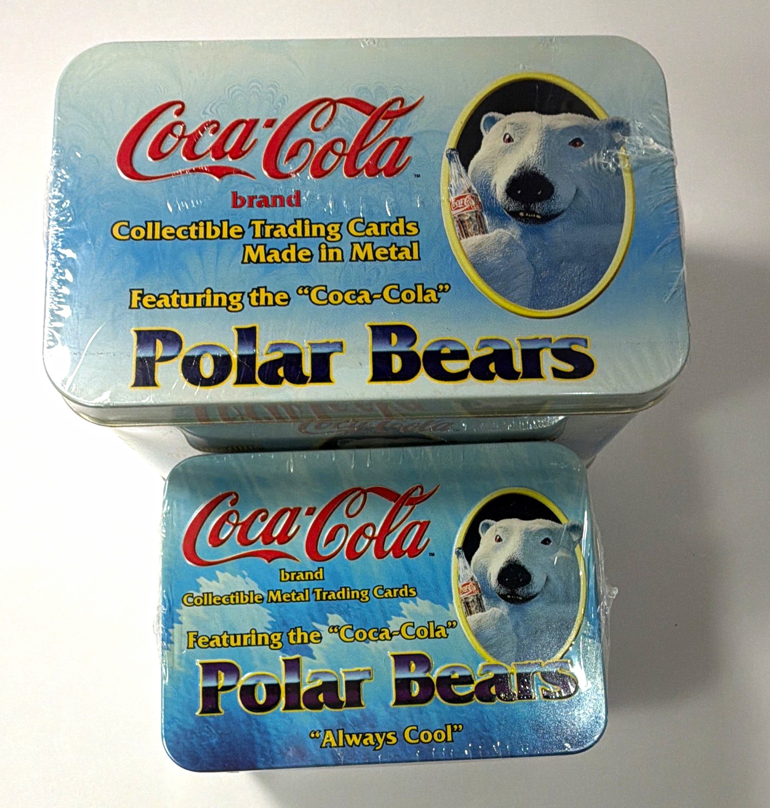 Coca-Cola Polar Bears Metal Trading Cards 2 Sealed Tins Series 1 Vintage Coca-Cola Polar Bears Metal Trading Cards 2 Sealed Tins Series 1 Vintage