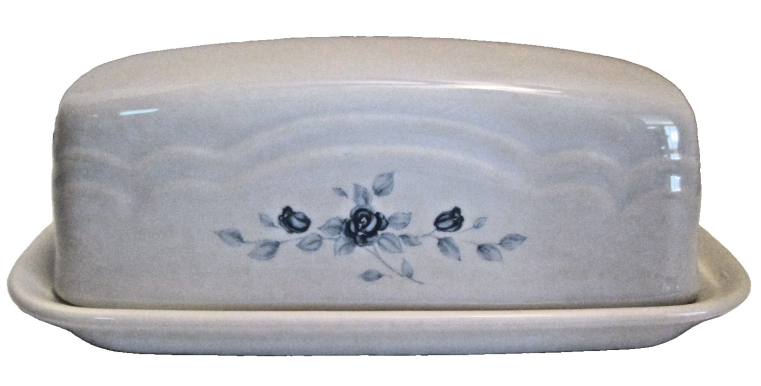 Pfaltzgraff 1/4 Pound Covered Butter Dish Poetry Glossy Retired in 2006