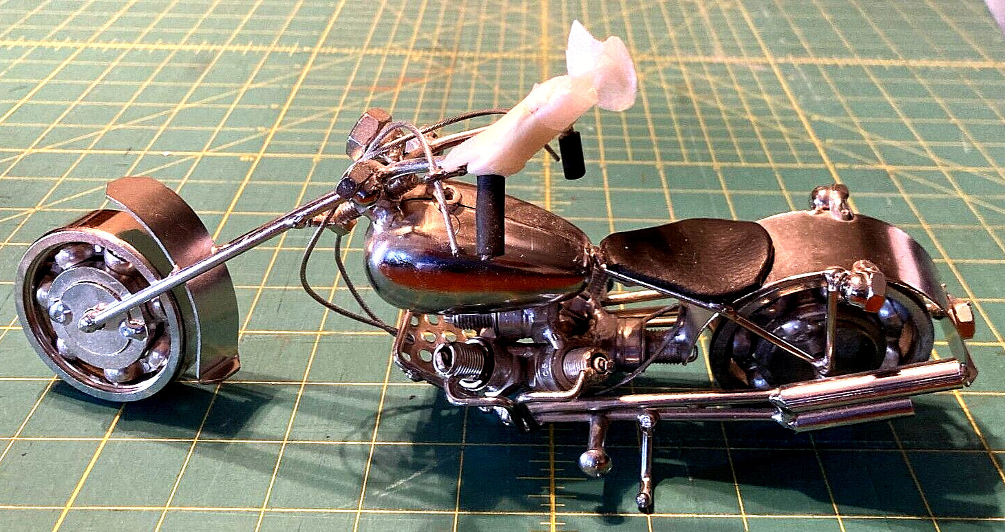 Beautiful Motorcycle Chopper sculpture made with metal 11\ Beautiful Motorcycle Chopper sculpture made with metal 11\