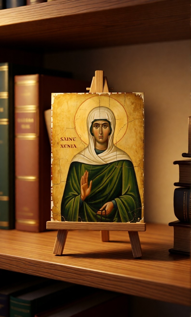 Saint Xenia Masterpiece Hardwood Icon | Handmade | Orthodox Byzantine Art Saint Xenia Masterpiece Hardwood Icon | Handmade | Orthodox Byzantine Art