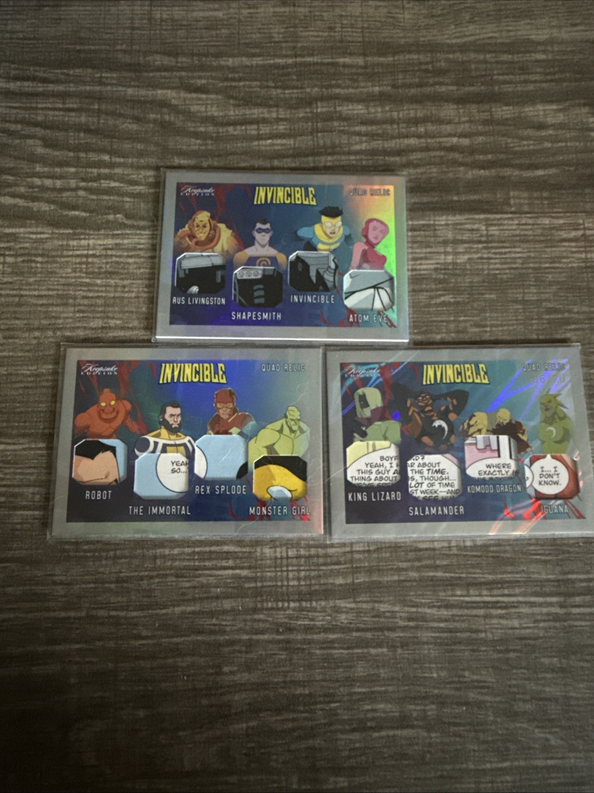 Amazon Keepsake Season 2 Invincible Lot of 3 Quad Relic Cards, With 06/20 Card Amazon Keepsake Season 2 Invincible Lot of 3 Quad Relic Cards, With 06/20 Card
