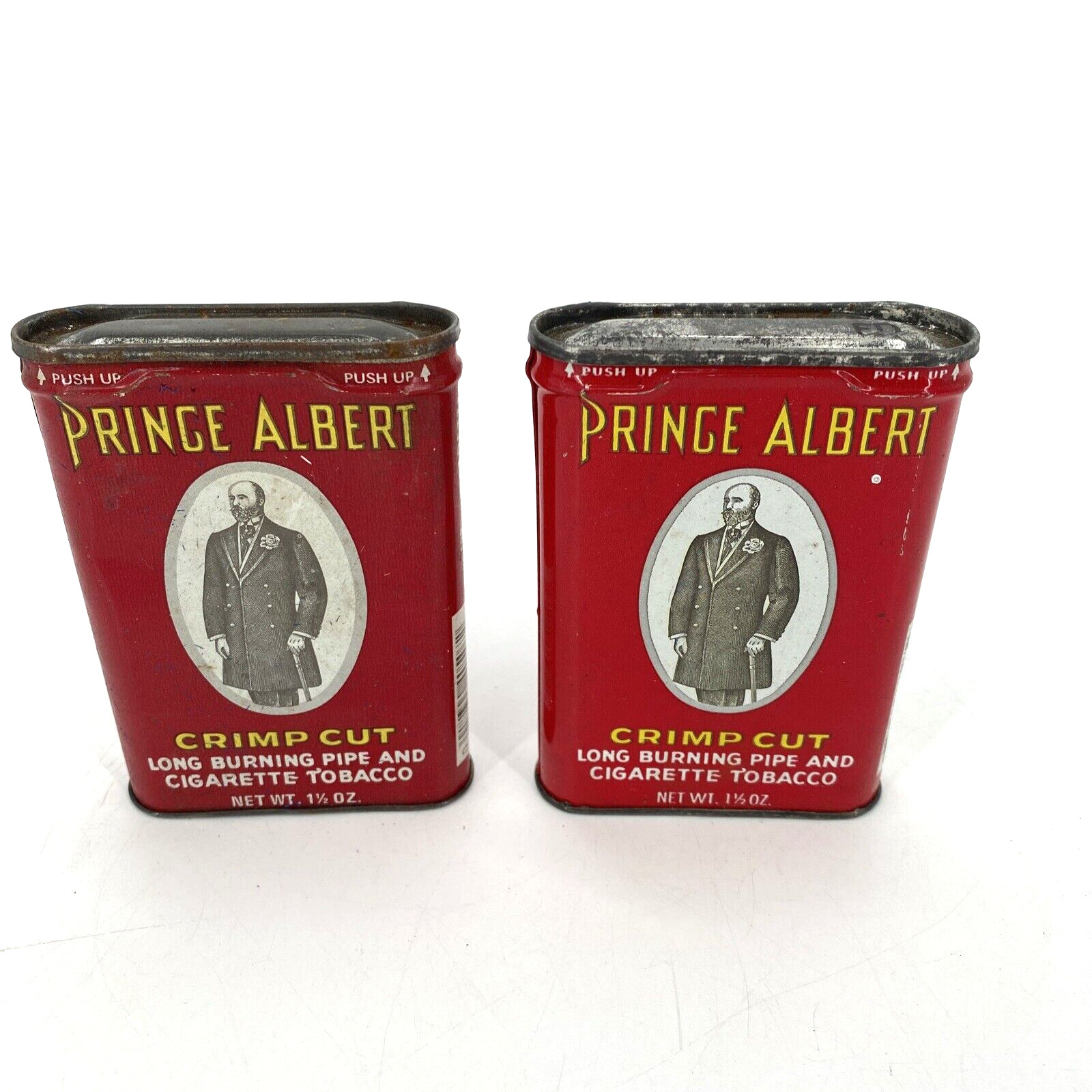 Vintage Prince Albert Crimp Cut EMPTY Tins Set Of 2