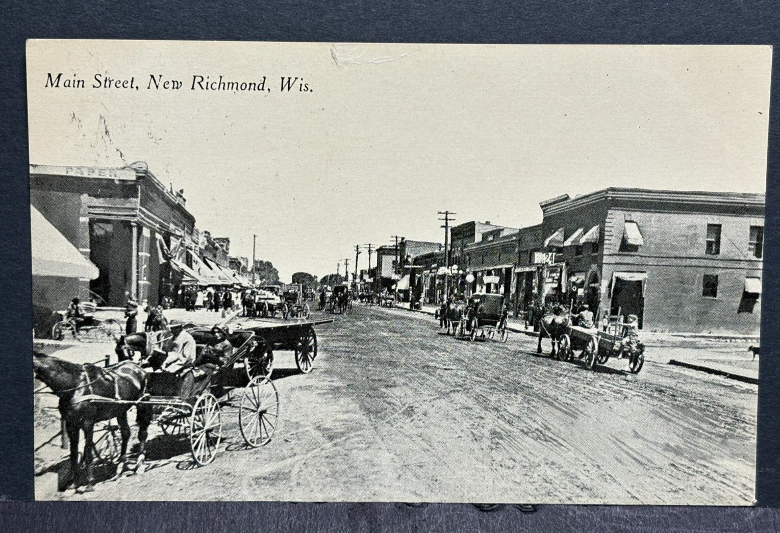 Postcard Main Street New Richmond Wis. Horse & Buggy ~ 1917 Postcard Main Street New Richmond Wis. Horse & Buggy ~ 1917