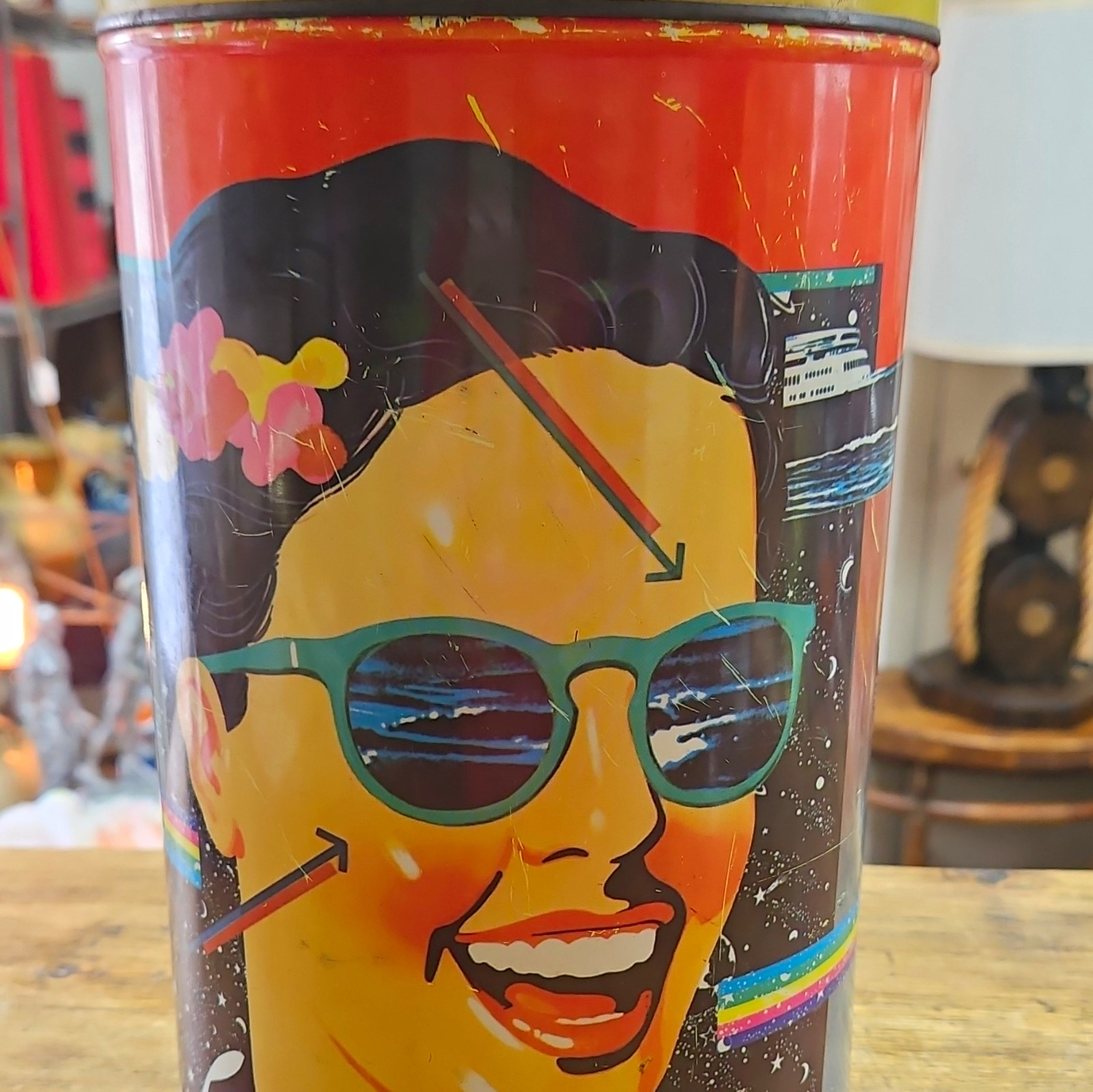 Vintage Fiorucci Advertising Graphic 1980\'s New Wave Girl Tin Can Vintage Fiorucci Advertising Graphic 1980\'s New Wave Girl Tin Can