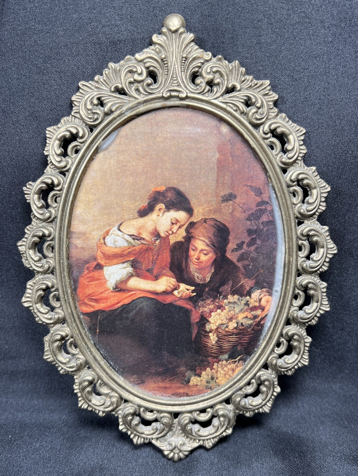 VTG ACTION Ornate Metal Frame Bartolome Esteban Murillo The Little Fruit Seller