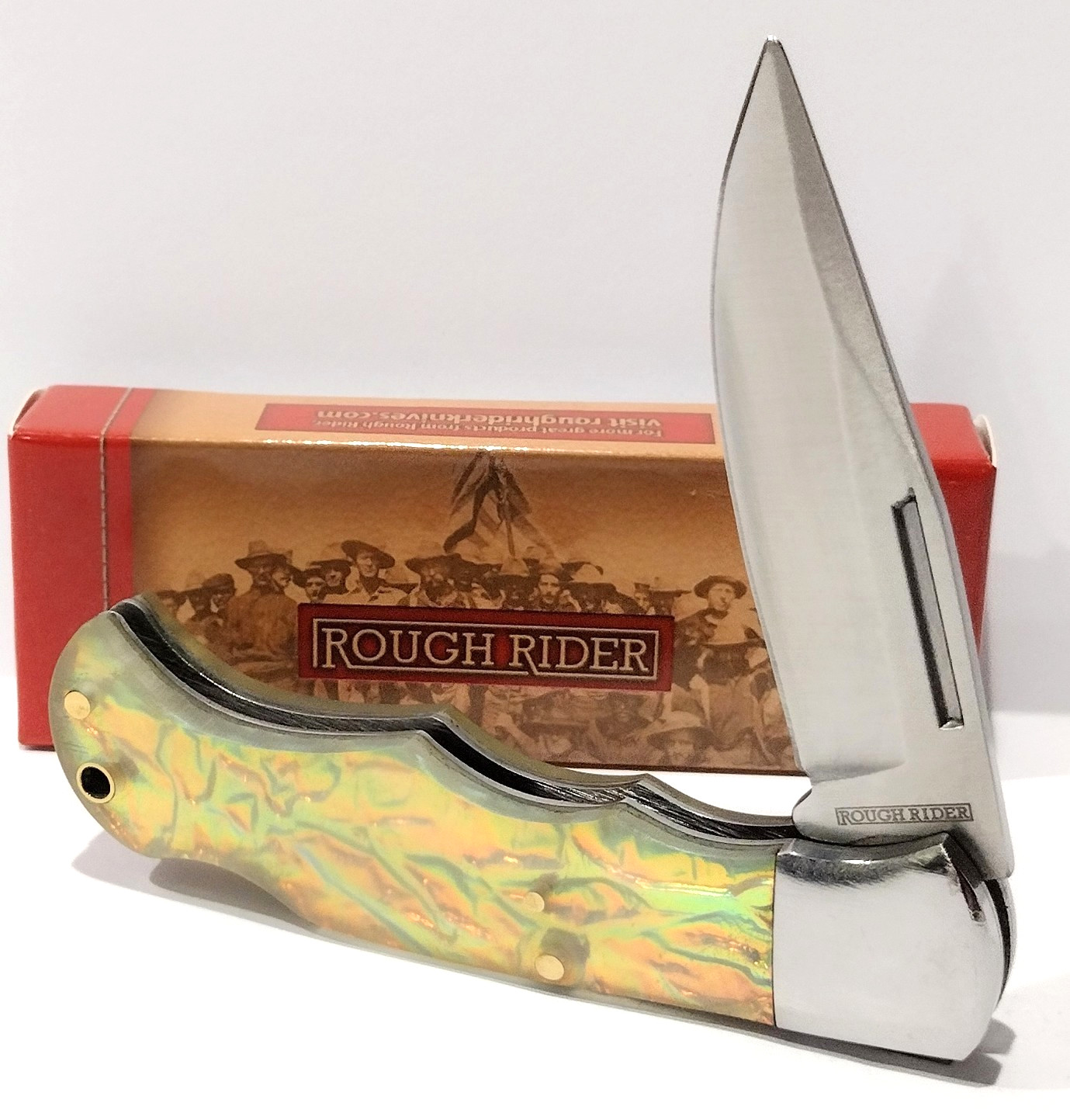 Rough Rider Crystal Glow Stainless Steel Lockback Folding Pocket Knife RR2745 Rough Rider Crystal Glow Stainless Steel Lockback Folding Pocket Knife RR2745