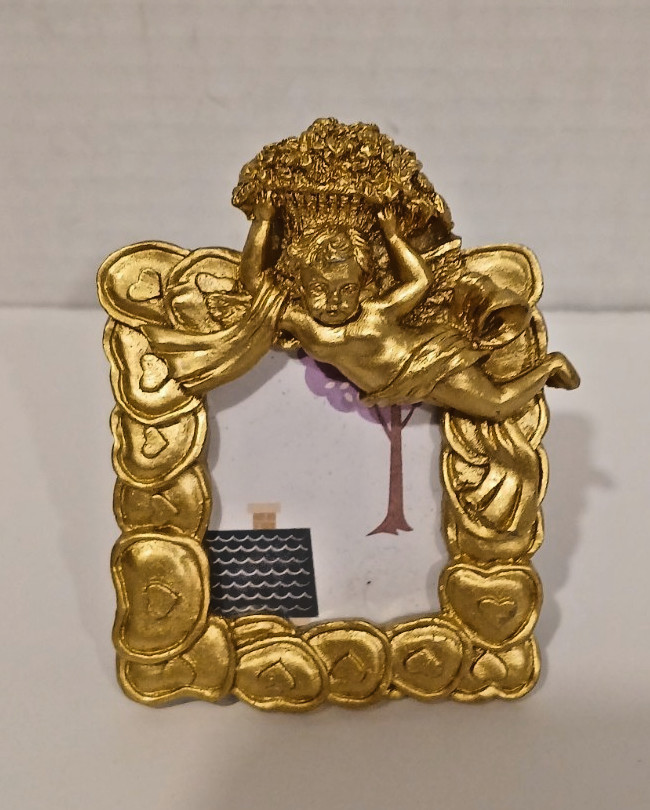 Two’s Company Mini Gold Cherub Angel Picture Frame 1” x 1.5” Vintage Style Two’s Company Mini Gold Cherub Angel Picture Frame 1” x 1.5” Vintage Style