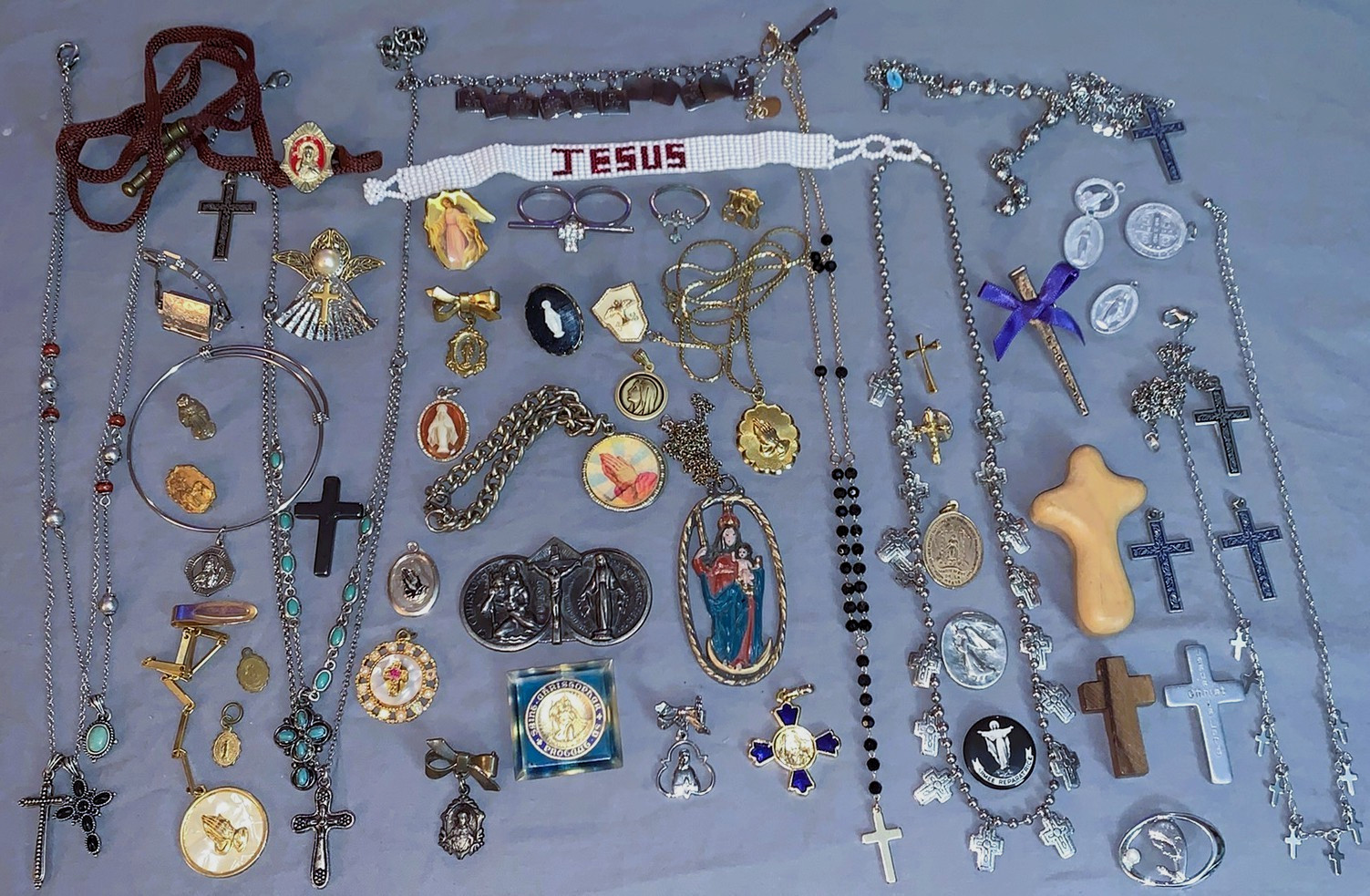 Great Lot 56 pc Vintage Modern Religous Theme Mostly Jewelry Items Great Lot 56 pc Vintage Modern Religous Theme Mostly Jewelry Items