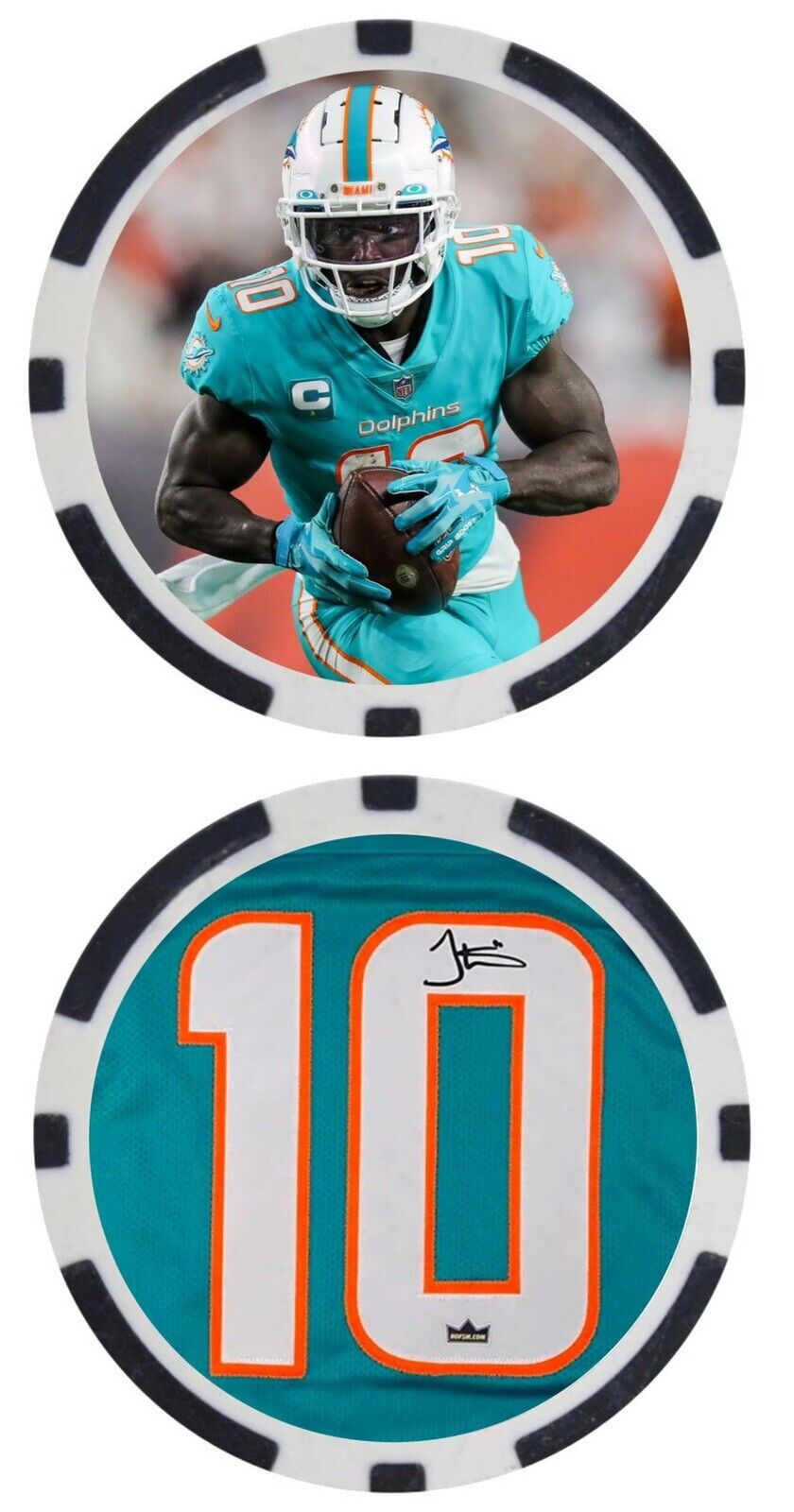 TYREEK HILL - MIAMI DOLPHINS - POKER CHIP - ***SIGNED/AUTO***