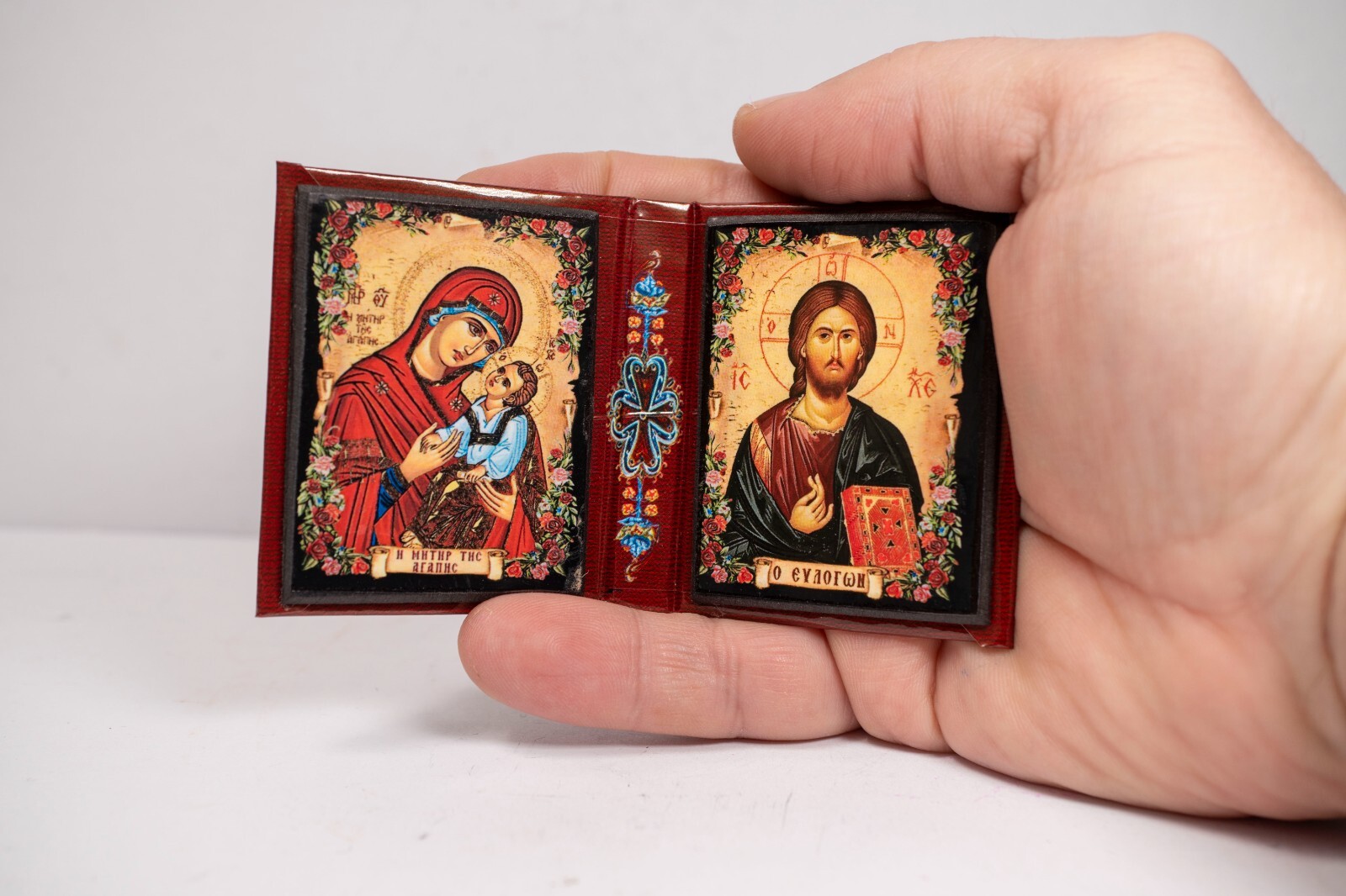 Mini Gospel – Diptych Orthodox Icon with the Jesus Christ and the Virgin Mary Mini Gospel – Diptych Orthodox Icon with the Jesus Christ and the Virgin Mary