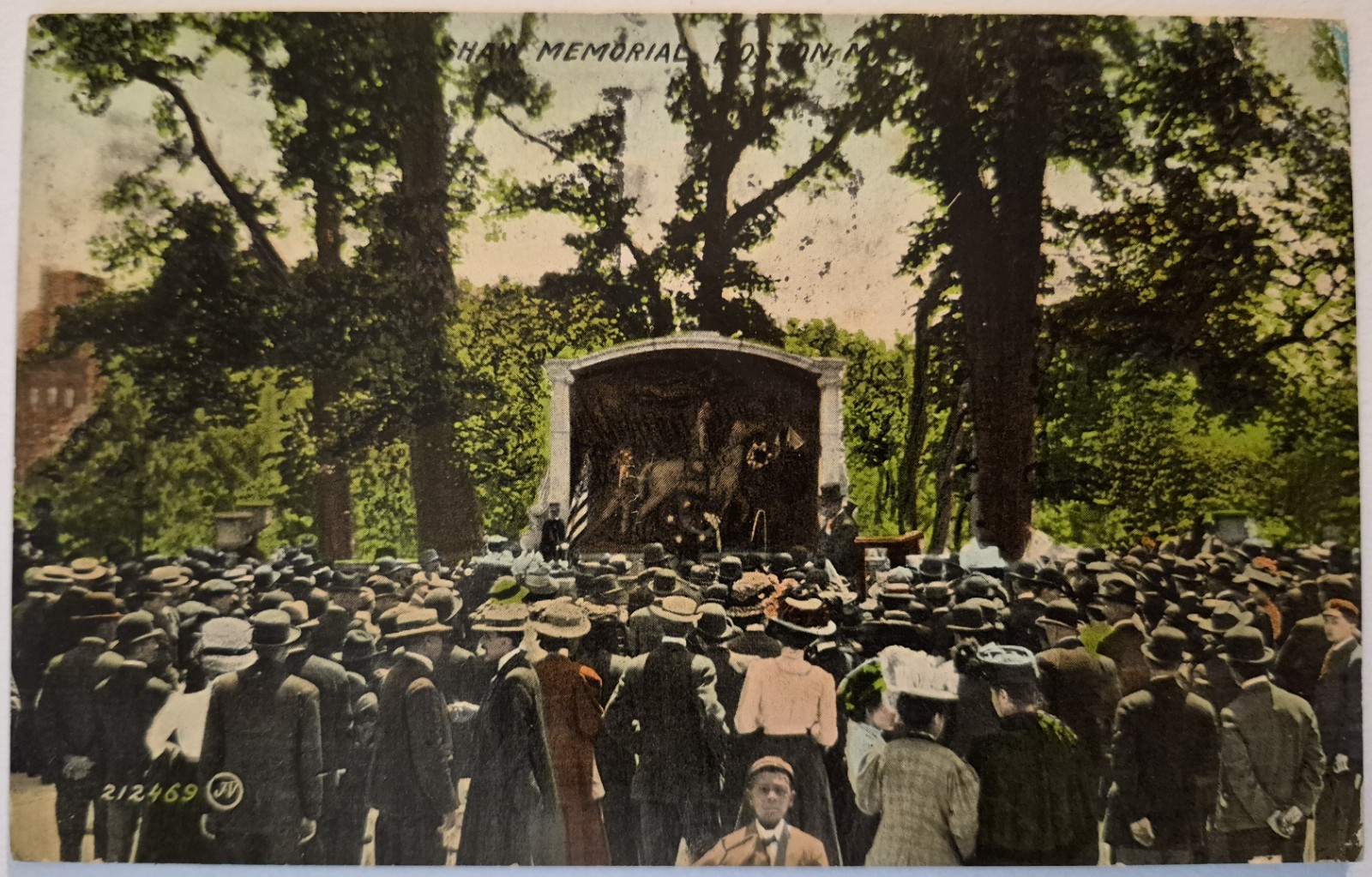 Vintage Postcard Crowd At Shaw Memorial Boston Massachusetts AA150 Vintage Postcard Crowd At Shaw Memorial Boston Massachusetts AA150