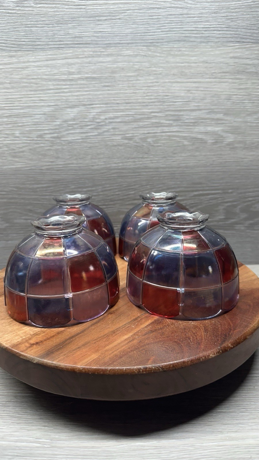 Rare Vtg Set of 4 Westmoreland Stained Glass Fairy Lamp Replacement Shades Rare Vtg Set of 4 Westmoreland Stained Glass Fairy Lamp Replacement Shades