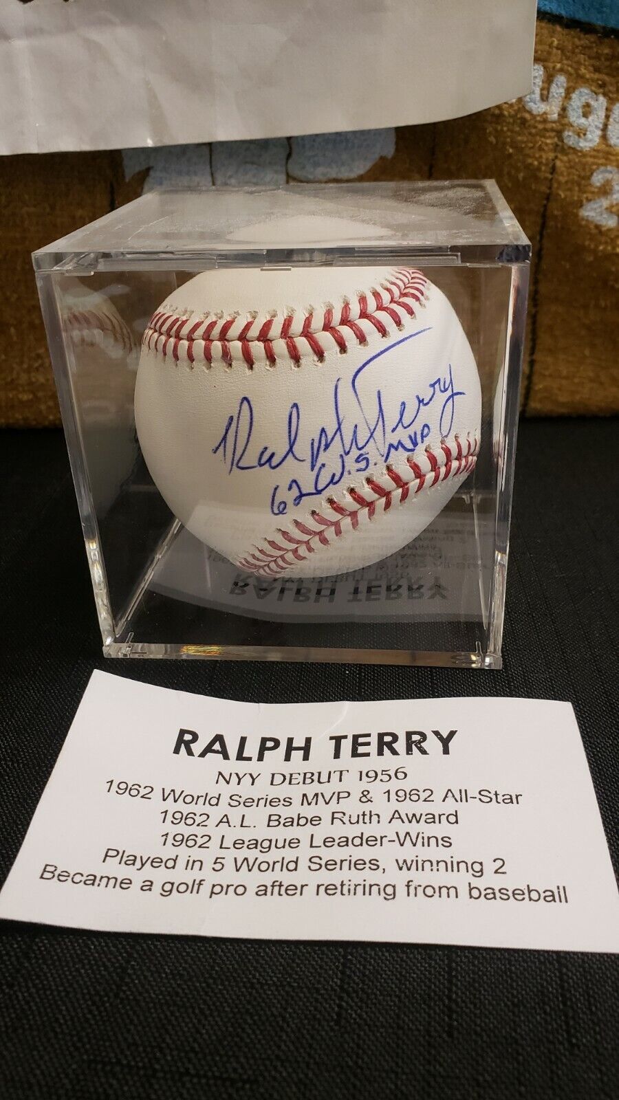 SIGNED AUTO BASEBALL RALPH TERRY NEW YORK YANKEES INSCRIBED \