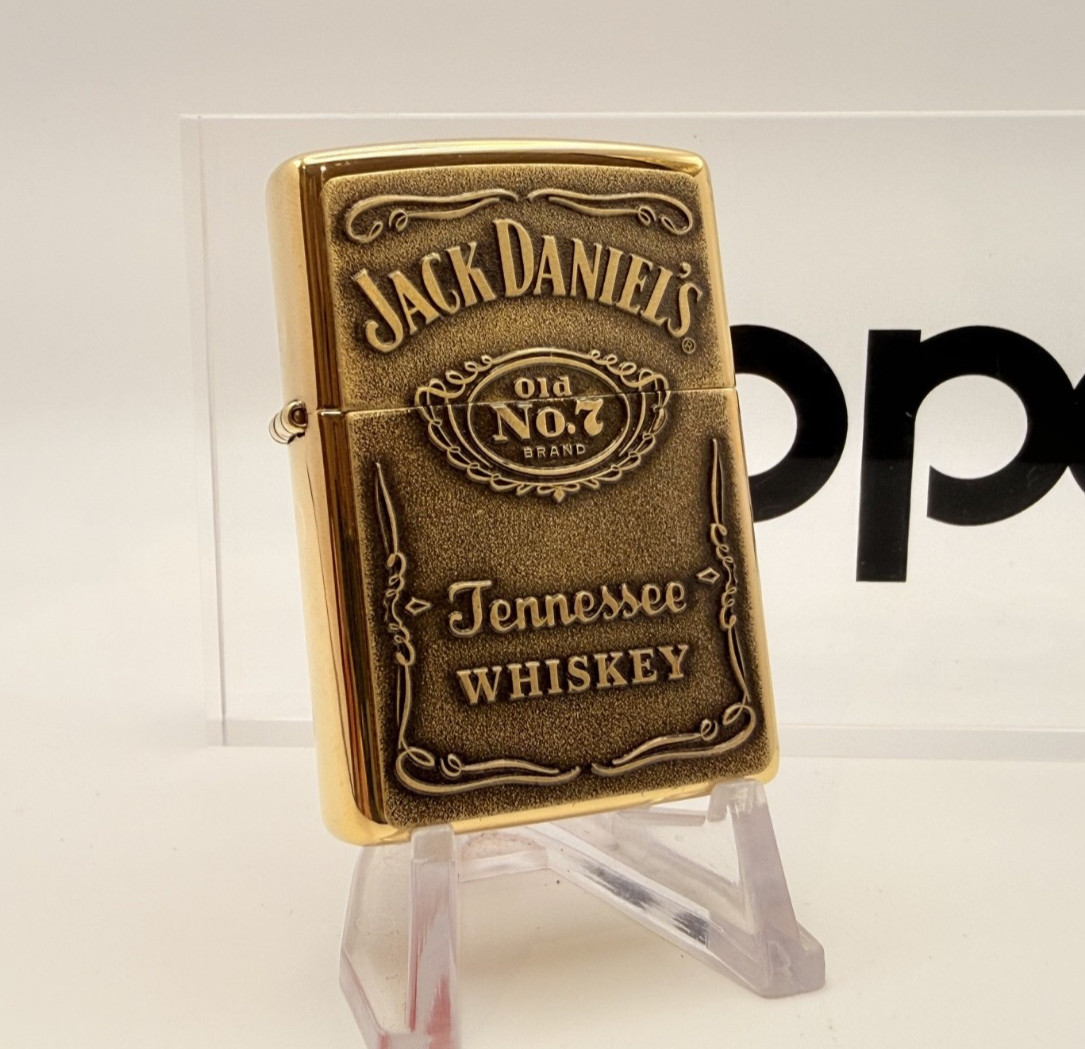 GENUINE ZIPPO LIGHTER HIGH POLISHED BRASS JACK DANIEL\'S® BRASS EMBLEM NEW IN BOX GENUINE ZIPPO LIGHTER HIGH POLISHED BRASS JACK DANIEL\'S® BRASS EMBLEM NEW IN BOX