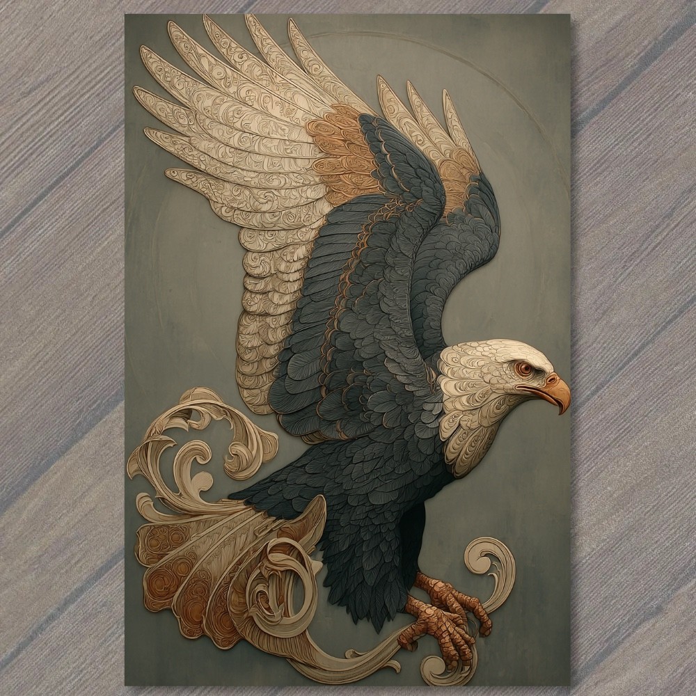 POSTCARD Bald Eagle Ornate Filigree Wings Patriotic Americana Majestic POSTCARD Bald Eagle Ornate Filigree Wings Patriotic Americana Majestic