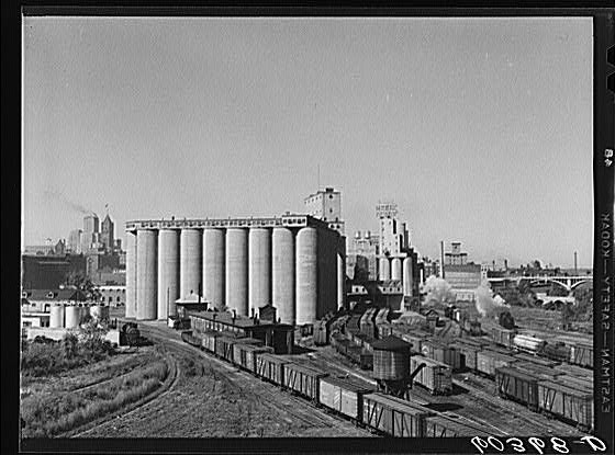 Photo:Minneapolis Minnesota 1940s Grain Elevators Railroad Yards FSA